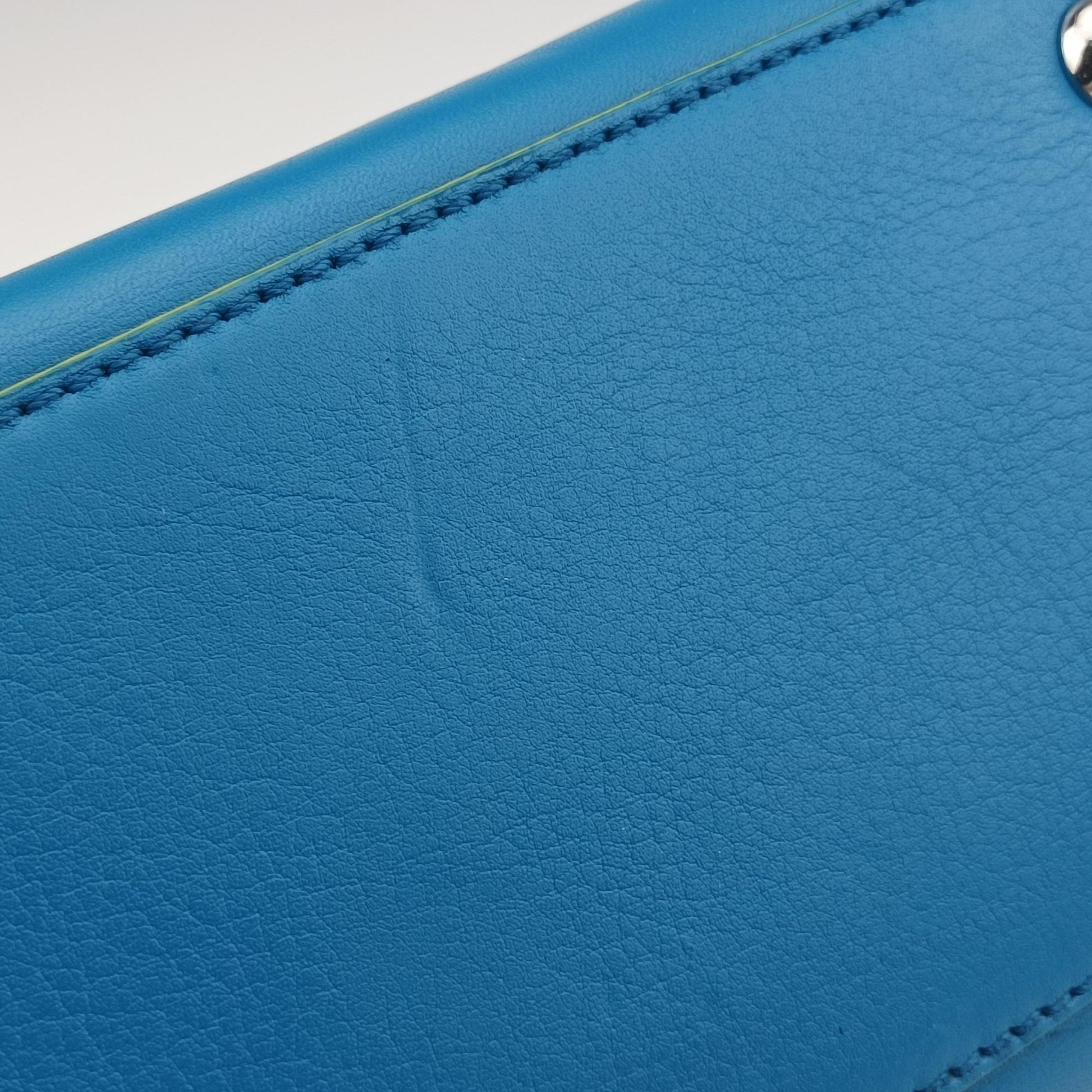 Pre-owned Fendi Petite 3Jours Blue Leather 8BH333 shoulderbag | stylenewstar