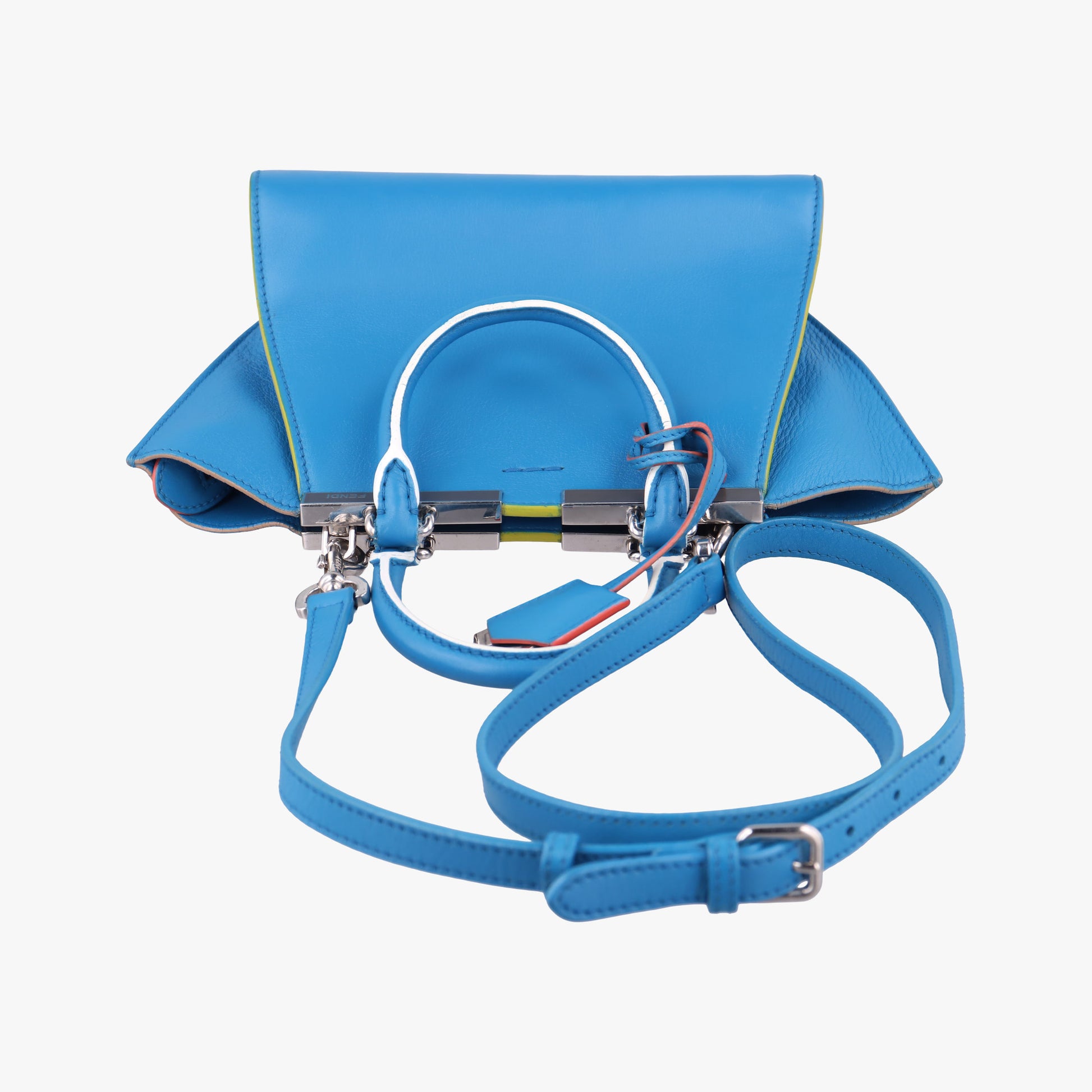 Pre-owned Fendi Petite 3Jours Blue Leather 8BH333 shoulderbag | stylenewstar