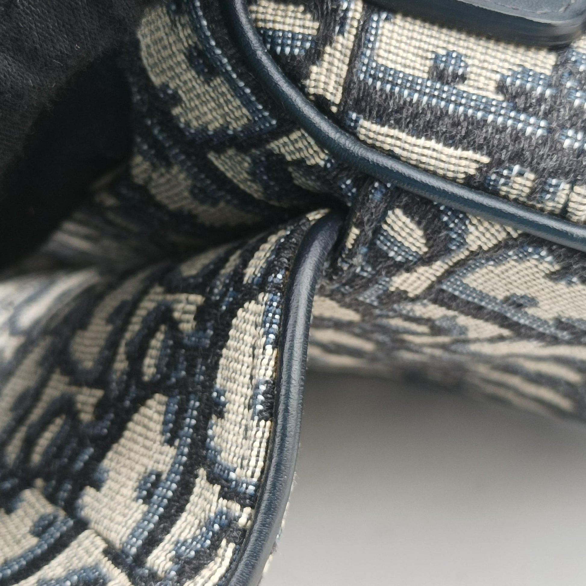 Saddle Navy×grey Jacquard × Leather 05-RU-1108サドル ネイビー×グレー ジャガード×レザー 05-RU-1108