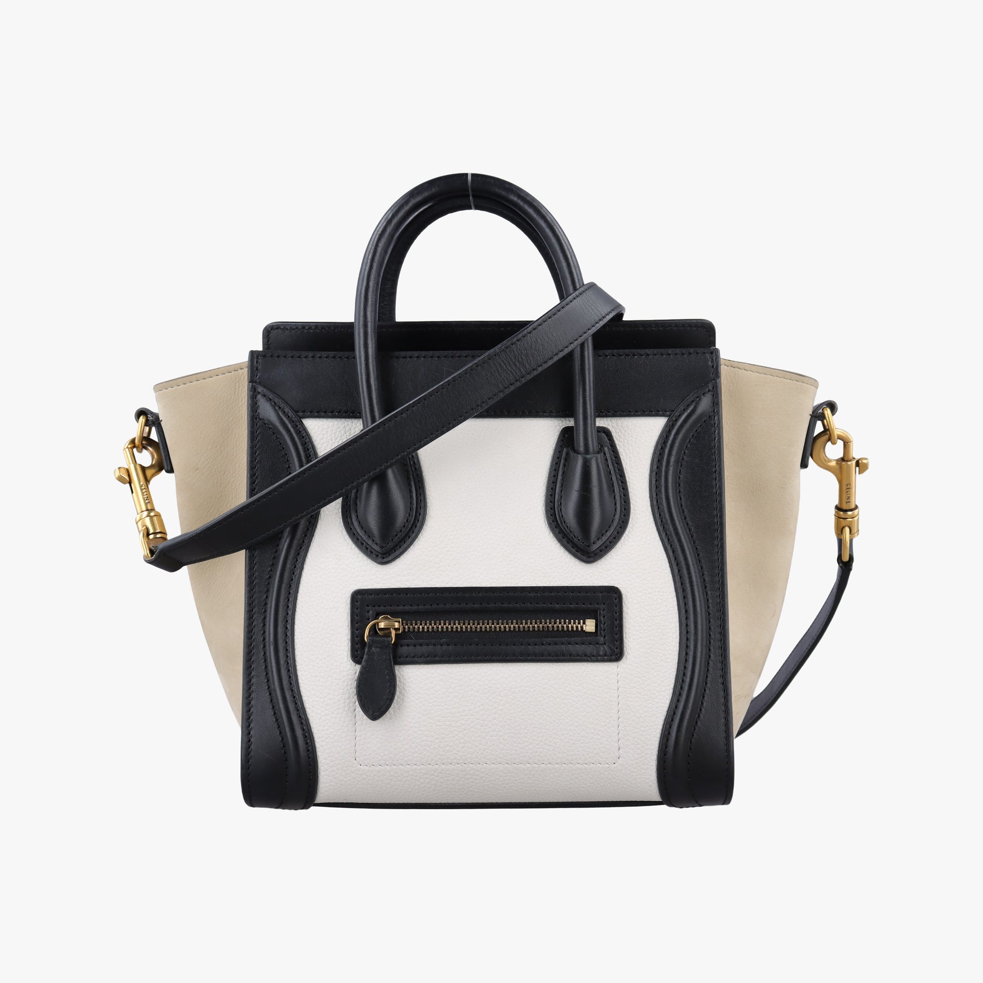 Luggage nano Shopper Beige×white×black Leather F-GA-2136ラゲージナノショッパー ベージュ×ホワイト×ブラック レザー F-GA-2136