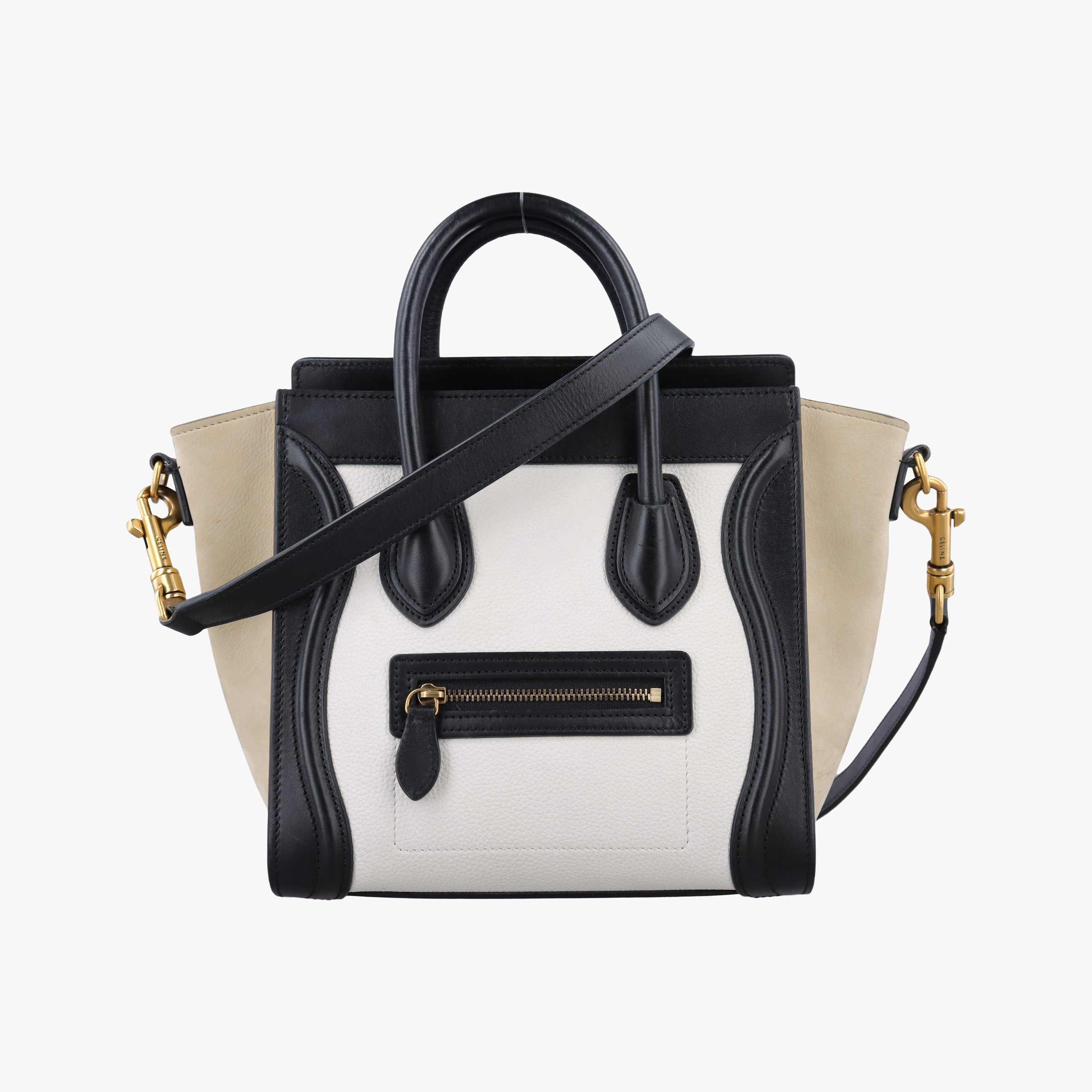 Luggage nano Shopper Beige×white×black Leather F-GA-2136ラゲージナノショッパー ベージュ×ホワイト×ブラック レザー F-GA-2136