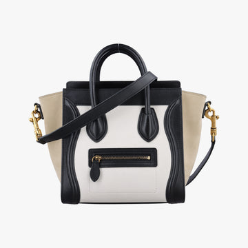 Luggage nano Shopper Beige×white×black Leather F-GA-2136ラゲージナノショッパー ベージュ×ホワイト×ブラック レザー F-GA-2136