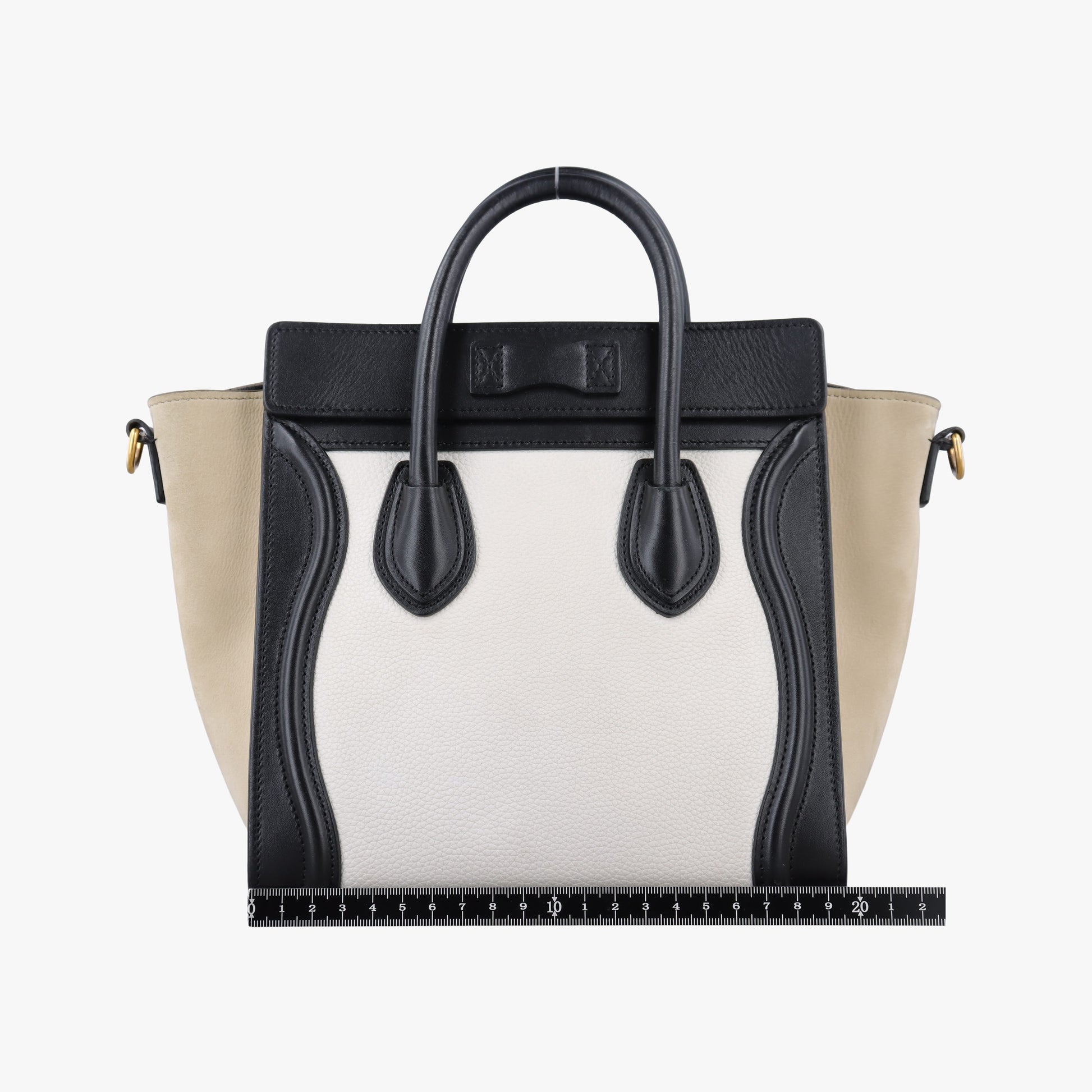 Luggage nano Shopper Beige×white×black Leather F-GA-2136ラゲージナノショッパー ベージュ×ホワイト×ブラック レザー F-GA-2136