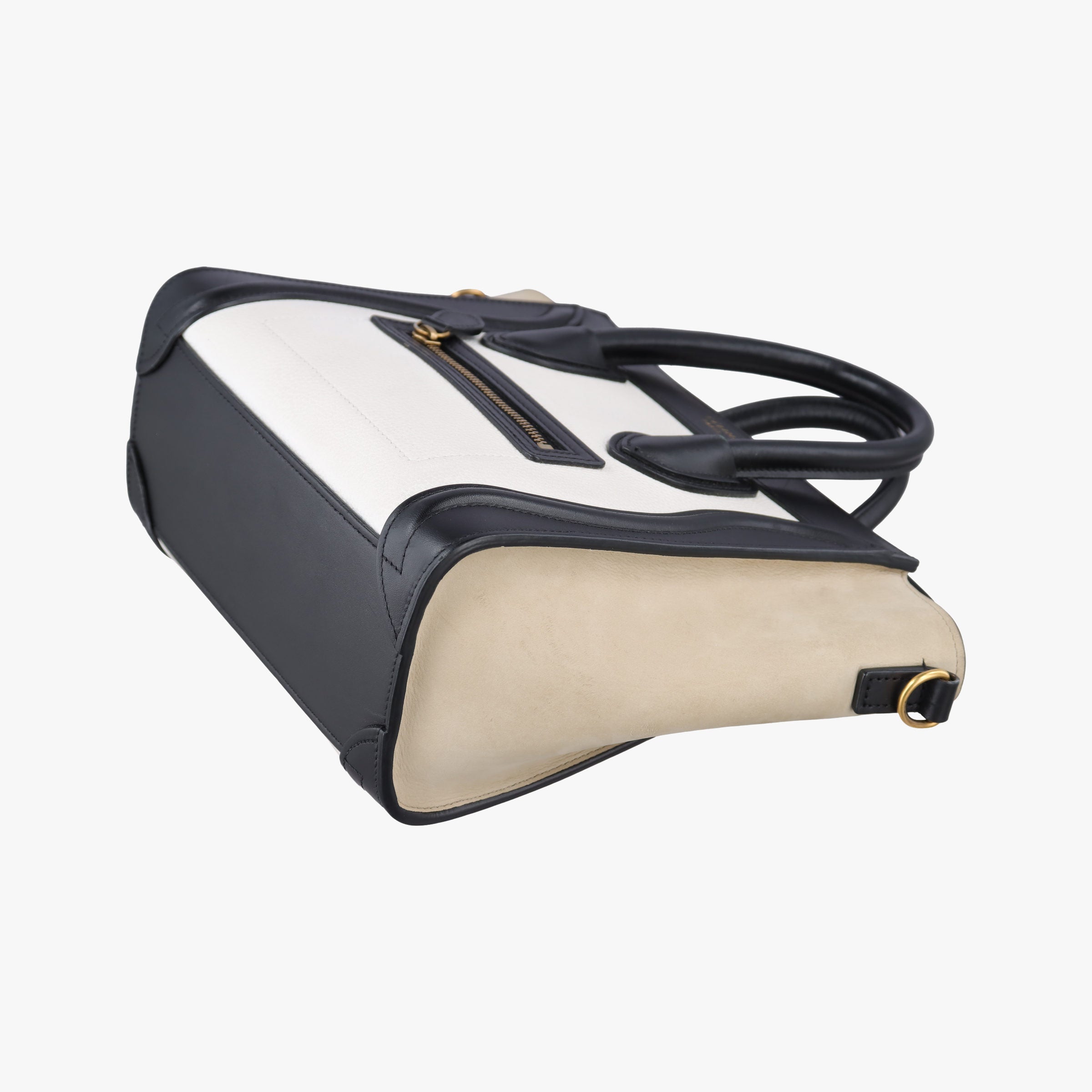 Luggage nano Shopper Beige×white×black Leather F-GA-2136ラゲージナノショッパー ベージュ×ホワイト×ブラック レザー F-GA-2136