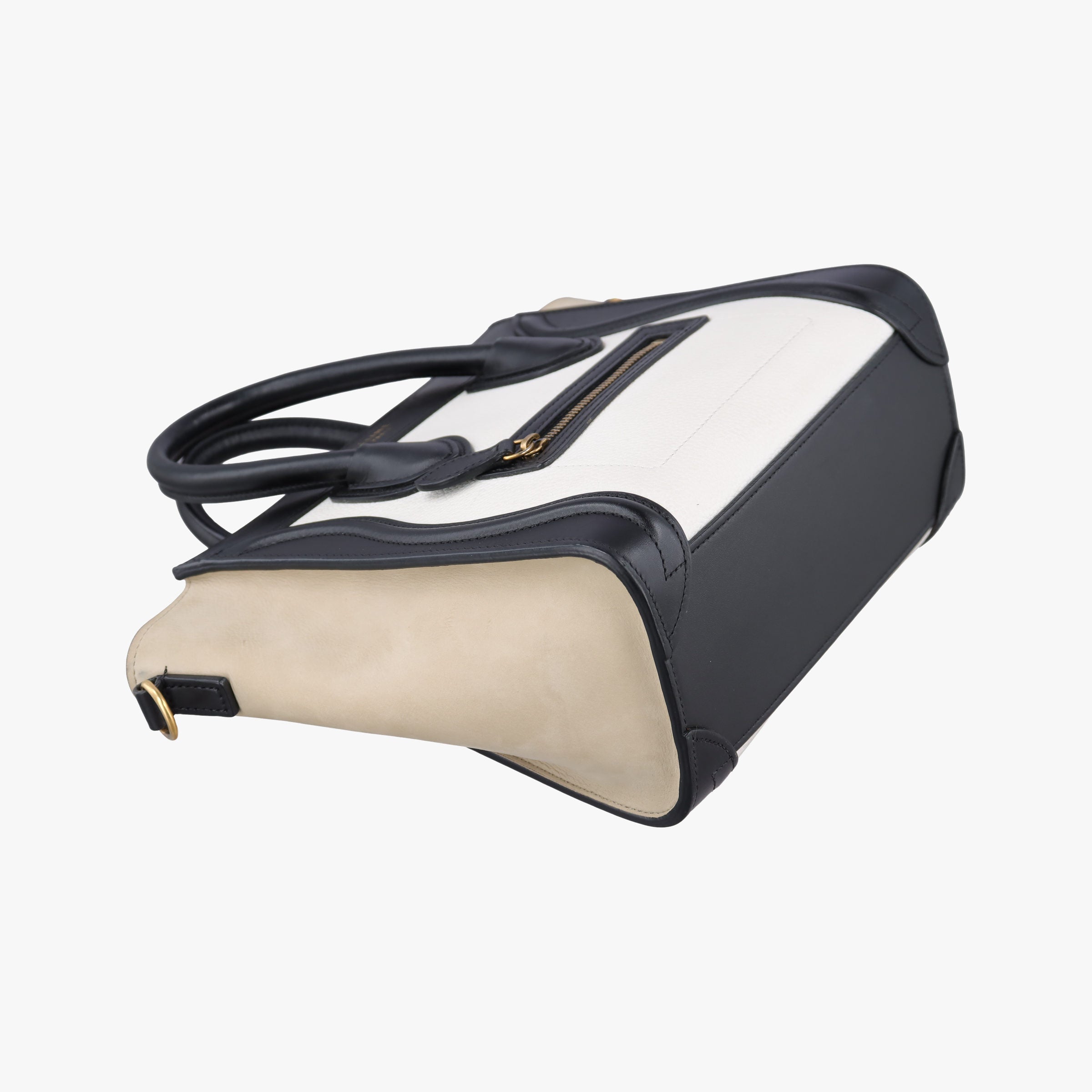 Luggage nano Shopper Beige×white×black Leather F-GA-2136ラゲージナノショッパー ベージュ×ホワイト×ブラック レザー F-GA-2136