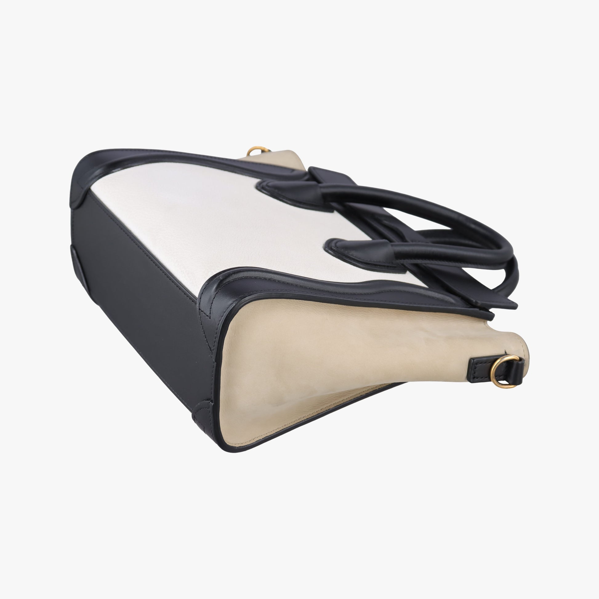 Luggage nano Shopper Beige×white×black Leather F-GA-2136ラゲージナノショッパー ベージュ×ホワイト×ブラック レザー F-GA-2136