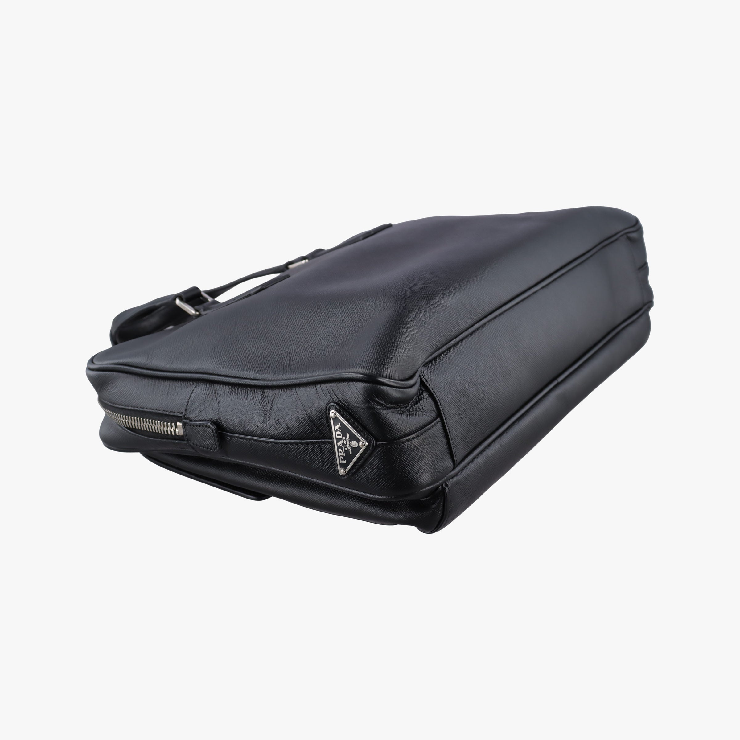 Push-Lock Briefcases Black Saffiano Leather 164 58/Nプッシュロックブリーフケース ブラック サフィアーノレザー 164 58/N