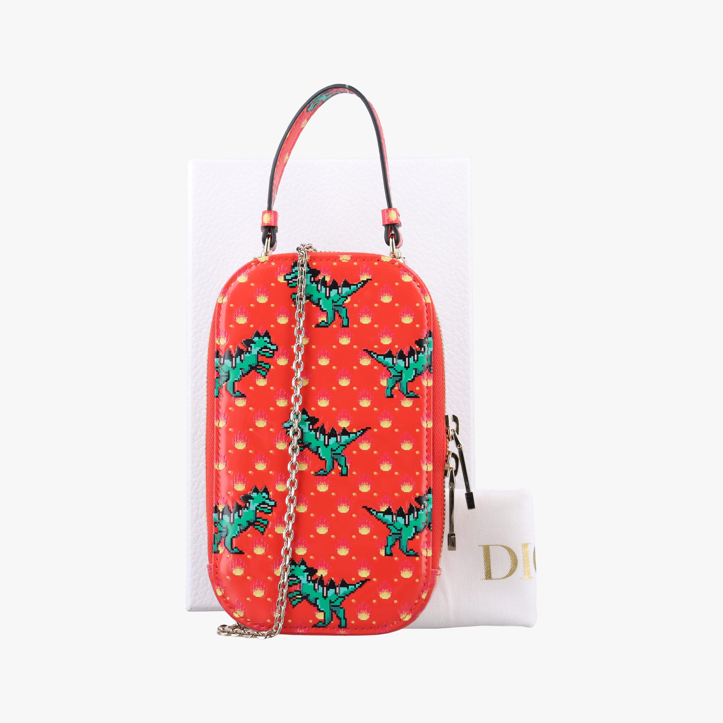Lady Dior Orange Red Patent Leather 43-MA-0241レディ ディオール オレンジレッド パテント 43-MA-0241