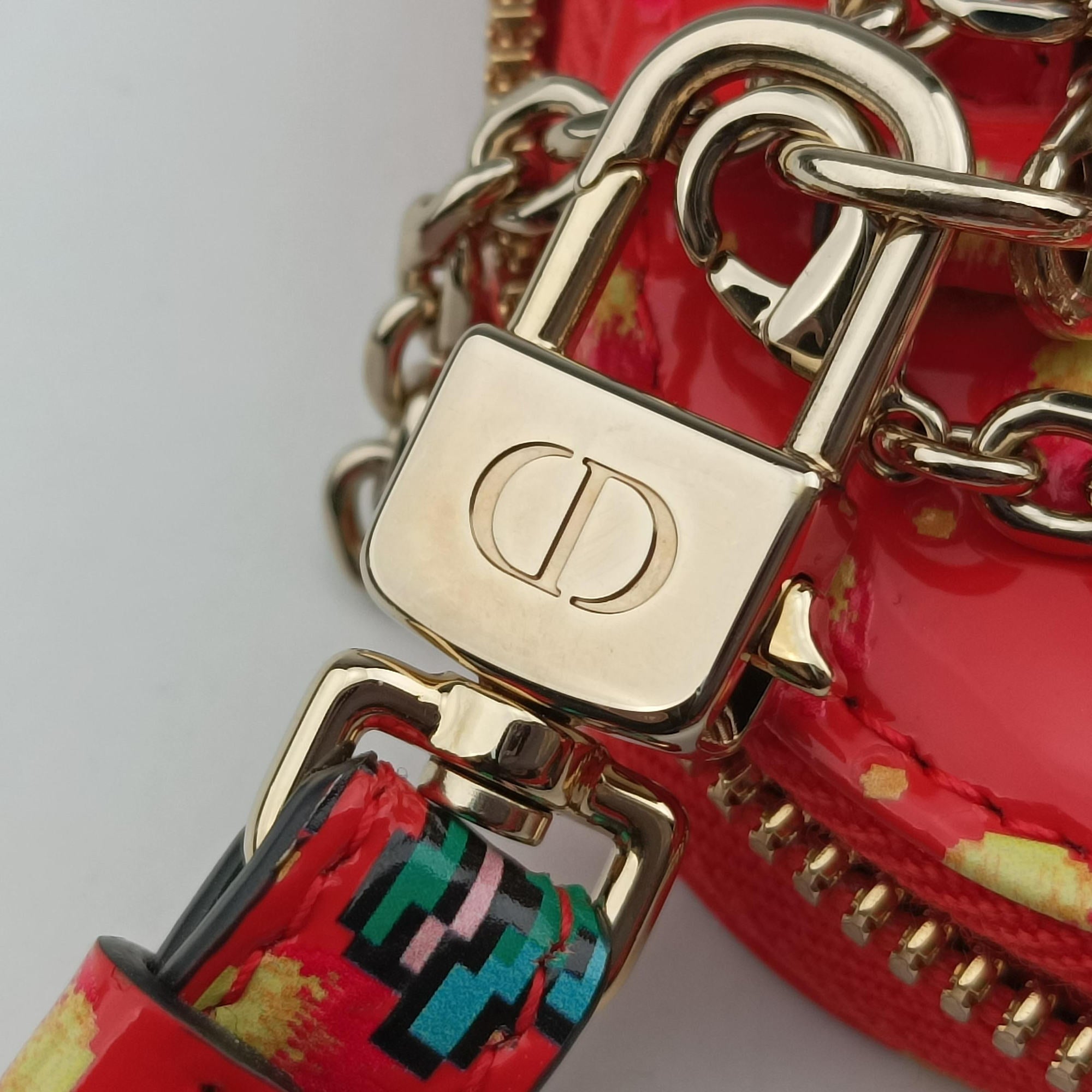 Lady Dior Orange Red Patent Leather 43-MA-0241レディ ディオール オレンジレッド パテント 43-MA-0241