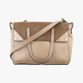 Pre-owned Fendi Flip Beige×Brown Leather×Suede 8BT302 shoulderbag | stylenewstar