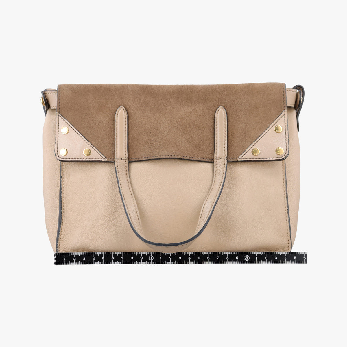 Pre-owned Fendi Flip Beige×Brown Leather×Suede 8BT302 shoulderbag | stylenewstar