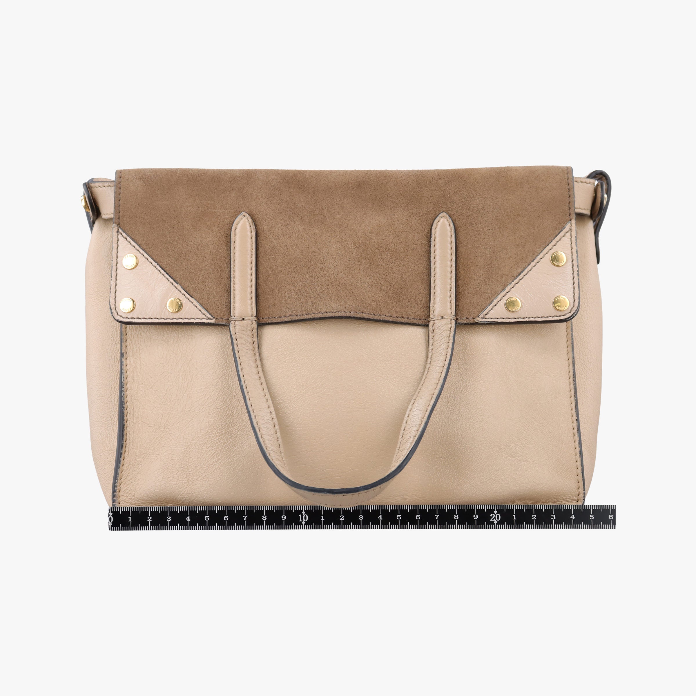 Pre-owned Fendi Flip Beige×Brown Leather×Suede 8BT302 shoulderbag | stylenewstar