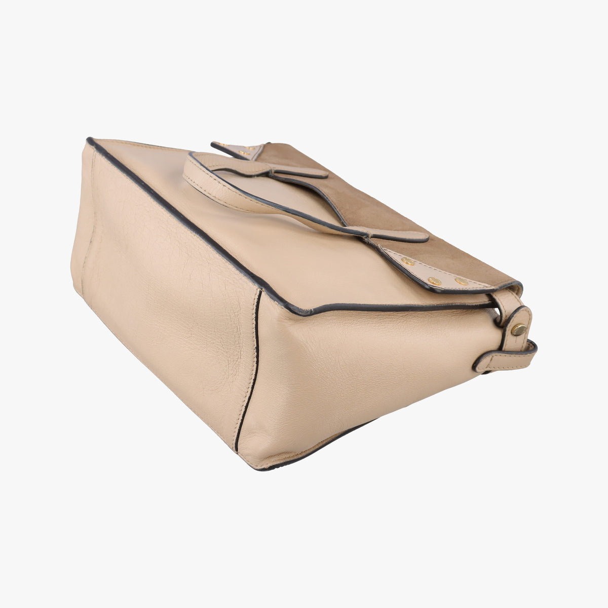 Pre-owned Fendi Flip Beige×Brown Leather×Suede 8BT302 shoulderbag | stylenewstar