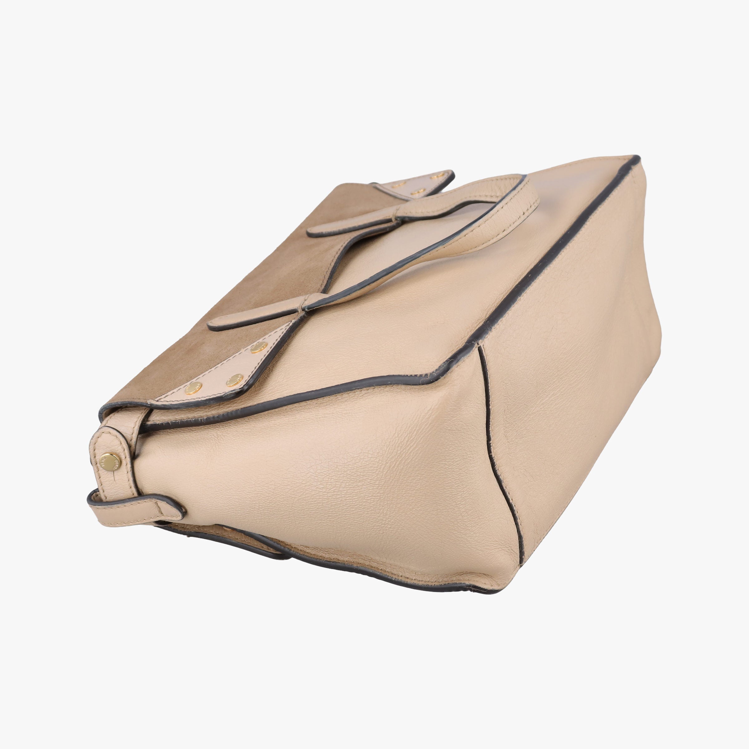Pre-owned Fendi Flip Beige×Brown Leather×Suede 8BT302 shoulderbag | stylenewstar