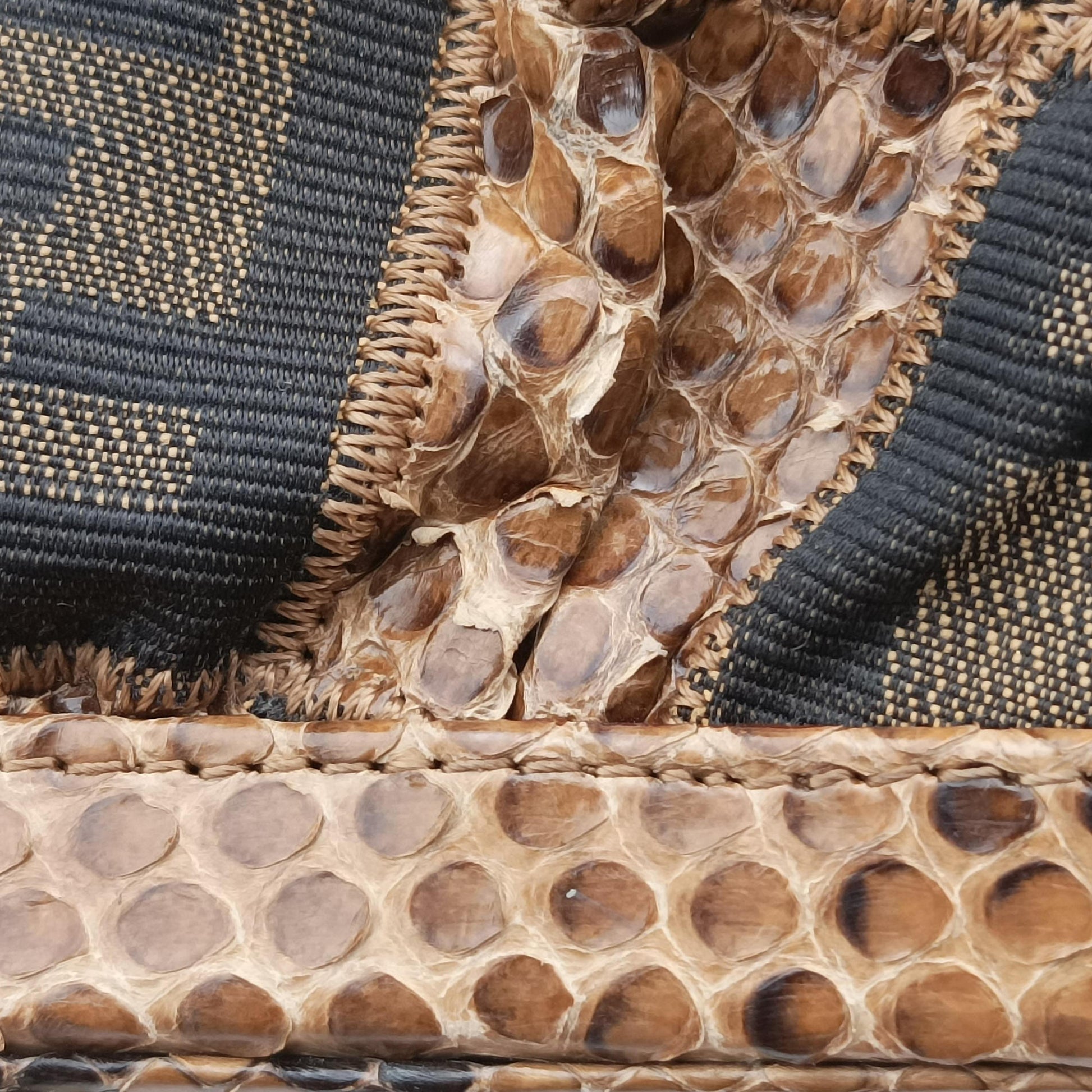 Patchwork Frame Tobacco × Brown Canvas × Python 15240 4 15240/0 9パッチワーク フレーム タバコ × ブラウン キャンバス × パイソン 15240 4 15240/0 9