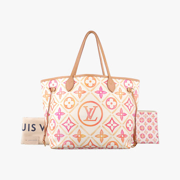 Neverfull MM Orange × White × Orange × Multicolor Monogram Tile Canvas IC Chipネヴァーフル MM オレンジ × ホワイト × オレンジ × マルチカラー モノグラム タイル キャンバス ICチップ