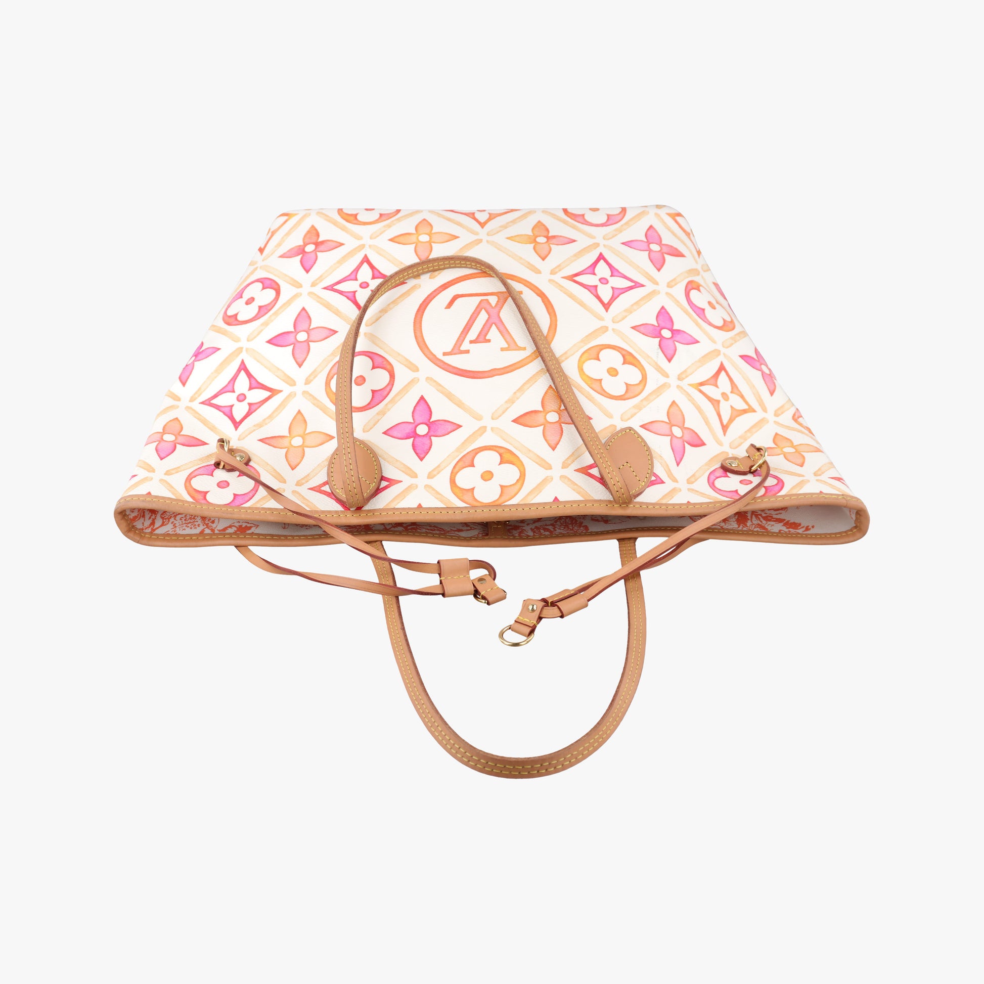 Neverfull MM Orange × White × Orange × Multicolor Monogram Tile Canvas IC Chipネヴァーフル MM オレンジ × ホワイト × オレンジ × マルチカラー モノグラム タイル キャンバス ICチップ