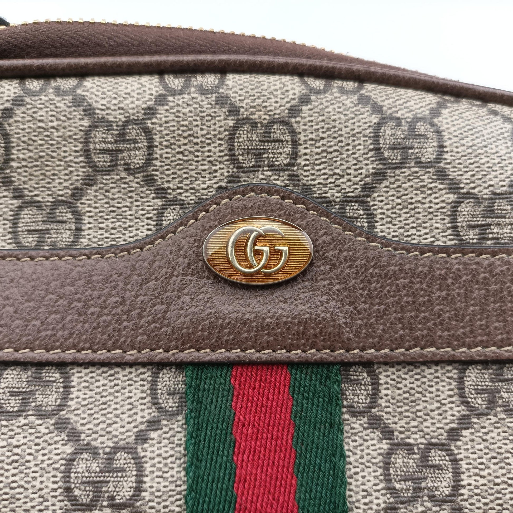 Ophidia Beige×red×green PVC coated canvas×leather 598664 オフィディア ベージュ×レッド×グリーン PVCコーティングキャンバス×レザー 598664 