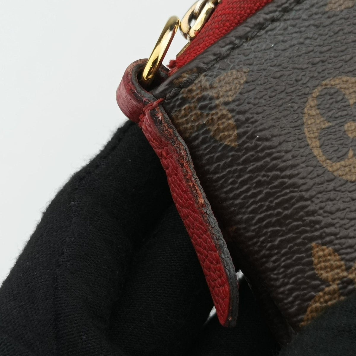 PALLAS Clutch brown×CERISE Monogram Canvas×calf leather M41638 Lot number unknownパラス クラッチ モノグラム/ブラウン×スリーズ モノグラムキャンバス×カーフレザー M41638 製番不明