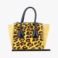 Pre-owned Prada Leopard Pattern Cavallino yellow×Multicolour suede×Leather×ponyhair 1BA025 handbag | stylenewstar