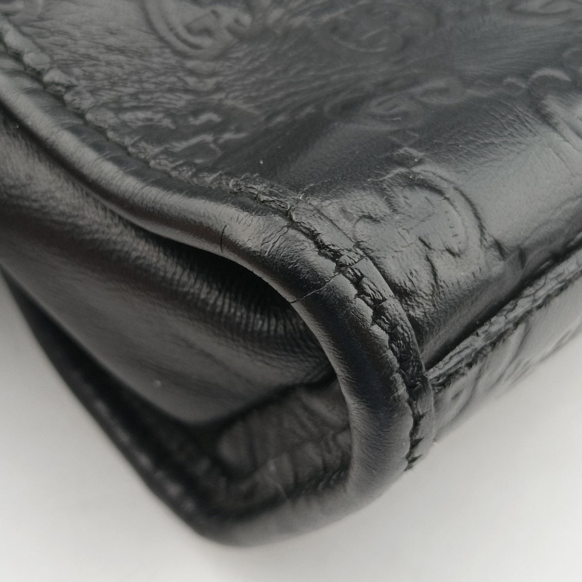 Pre-owned Gucci Guccissima Black Leather 246410 handbag | stylenewstar