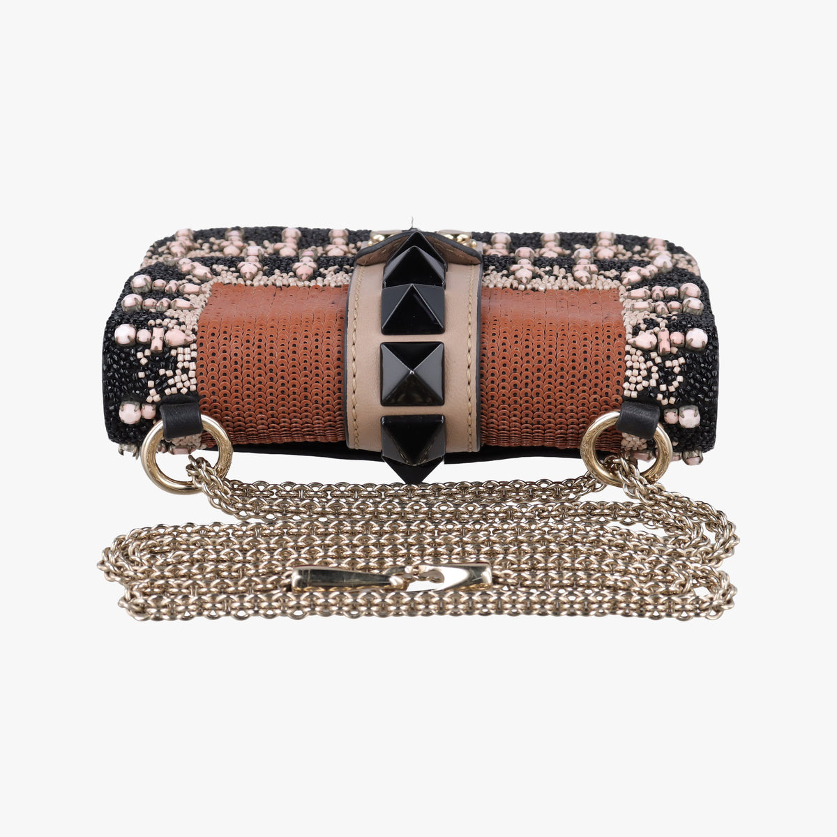 Vintage Valentino Glam Lock Multicolor Bead & Sequins Embroidery × Calf Leather  shoulderbag | stylenewstar
