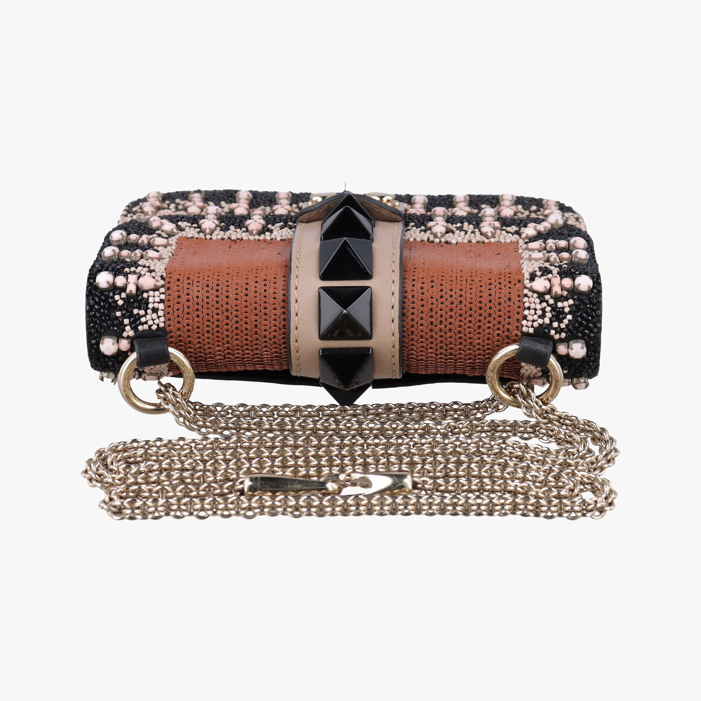 Vintage Valentino Glam Lock Multicolor Bead & Sequins Embroidery × Calf Leather  shoulderbag | stylenewstar
