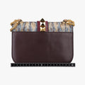 Rockstud　Glam Lock Burgundy x Multicolour fabric x Leather BL-J566RPE0ロックスタッズグラムロック ワインレッド x マルチカラー ファブリック×レザー BL-J566RPE0