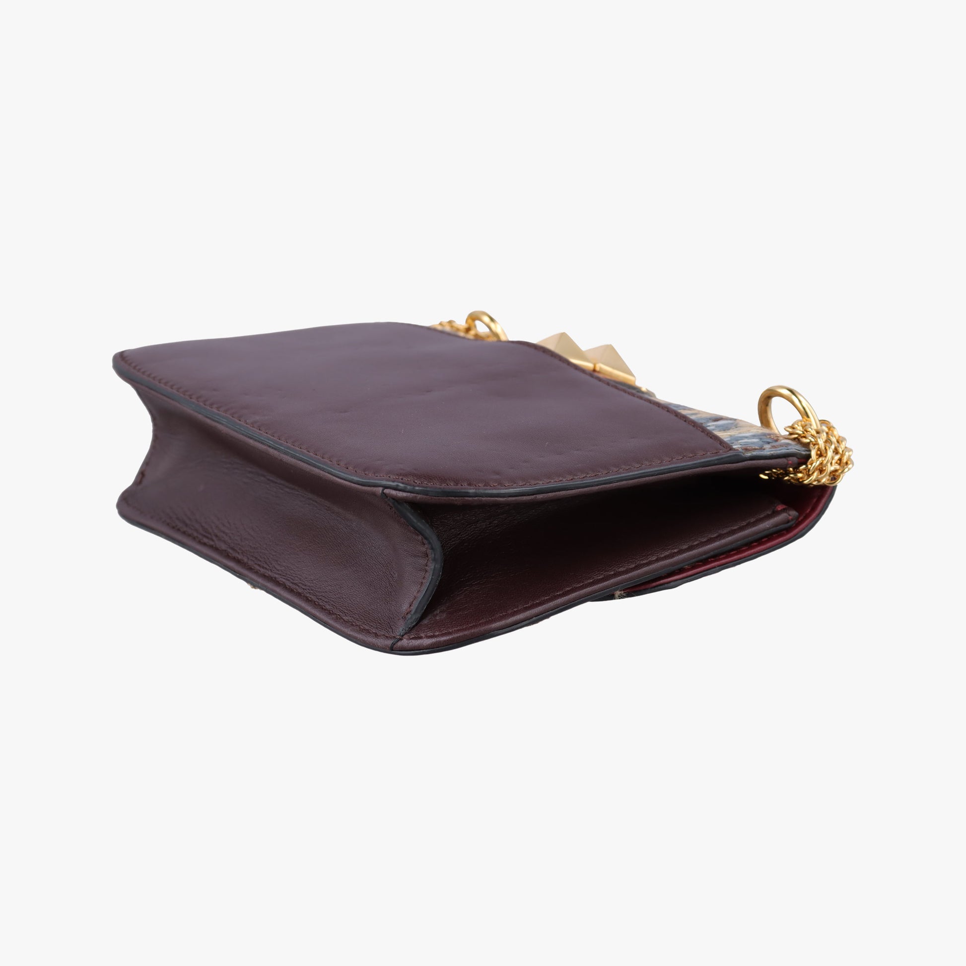 Rockstud　Glam Lock Burgundy x Multicolour fabric x Leather BL-J566RPE0ロックスタッズグラムロック ワインレッド x マルチカラー ファブリック×レザー BL-J566RPE0