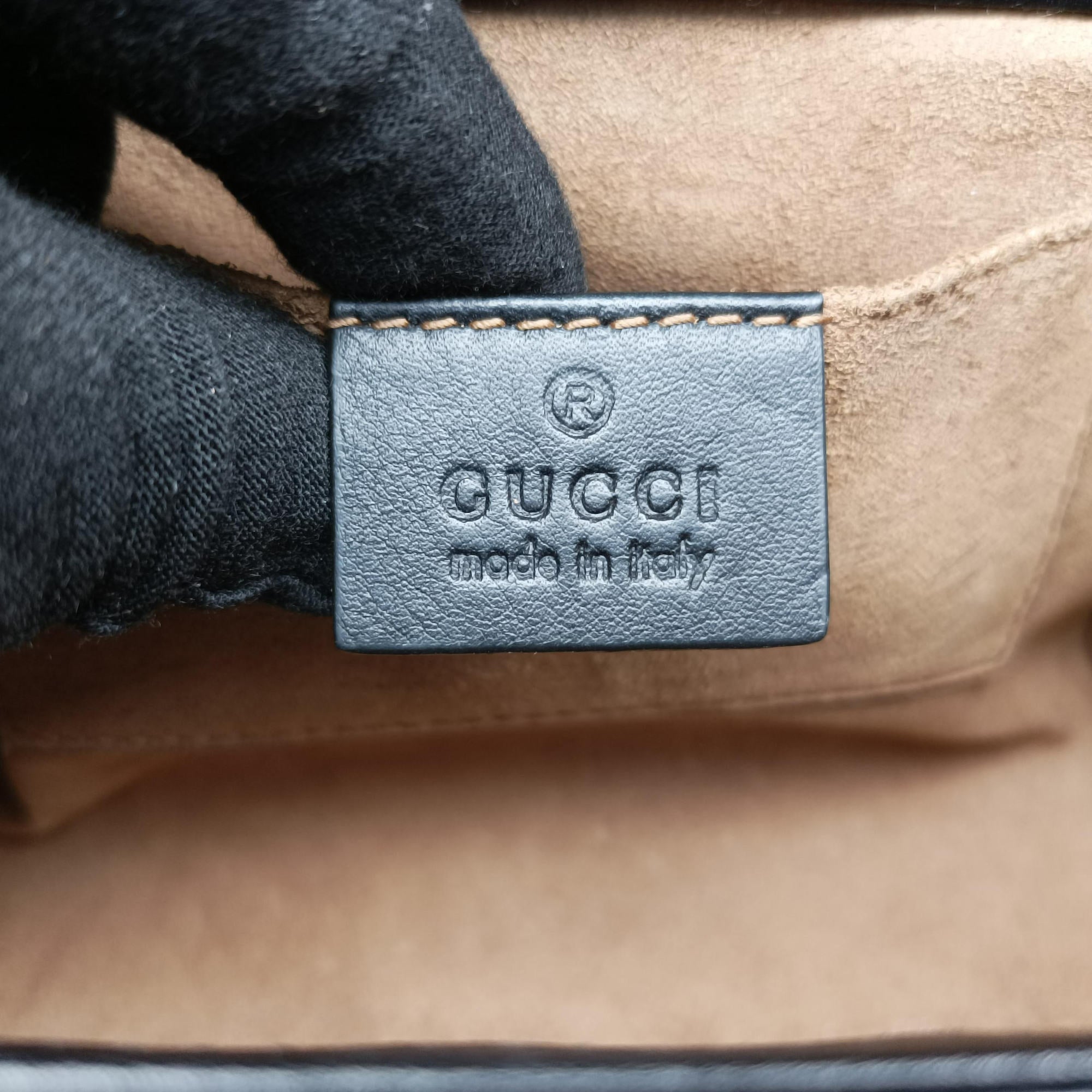 Pre-owned Gucci Padlock beige×black PVC coated canvas×Leather 409487 shoulderbag | stylenewstar