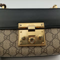 Pre-owned Gucci Padlock beige×black PVC coated canvas×Leather 409487 shoulderbag | stylenewstar