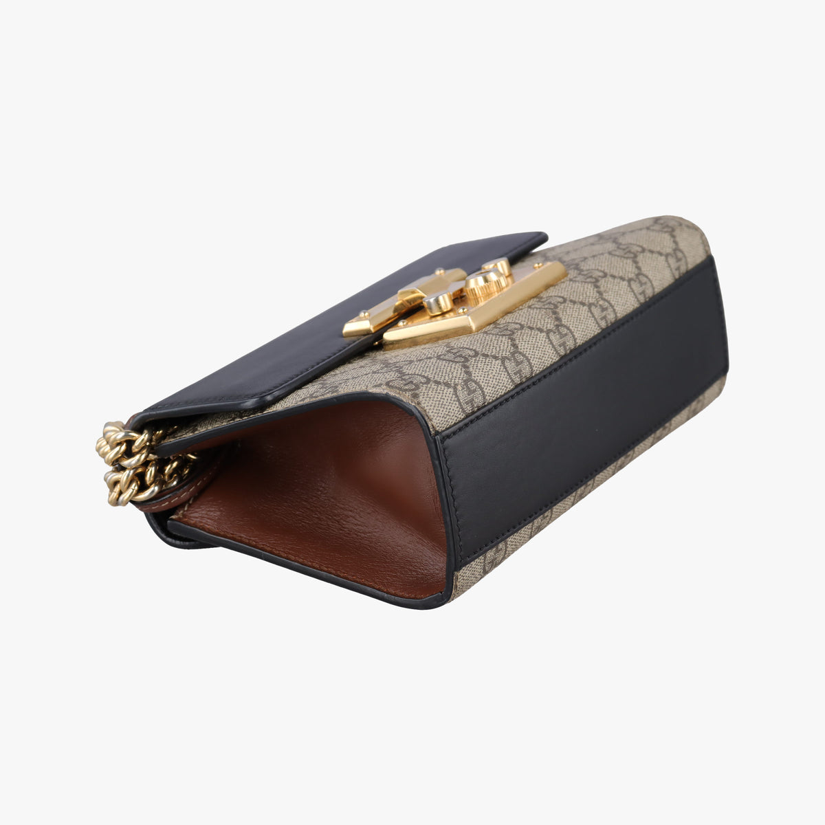 Pre-owned Gucci Padlock beige×black PVC coated canvas×Leather 409487 shoulderbag | stylenewstar