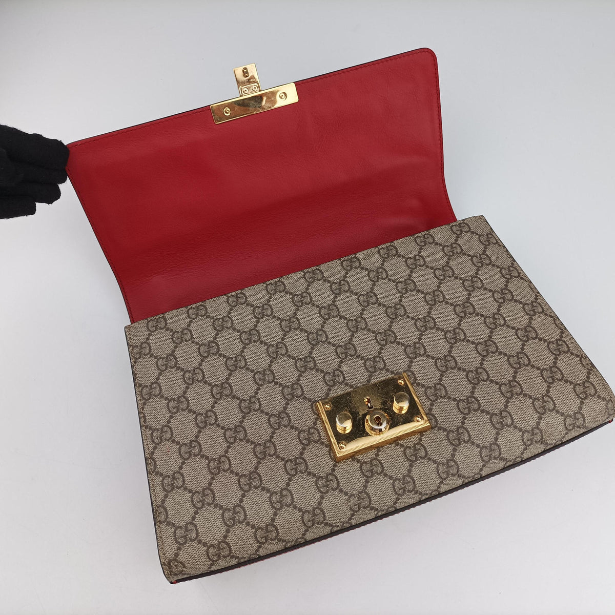 Secondhand Gucci Padlock beige×red×Multicolour PVC coated canvas×Leather 409486 shoulderbag | stylenewstar