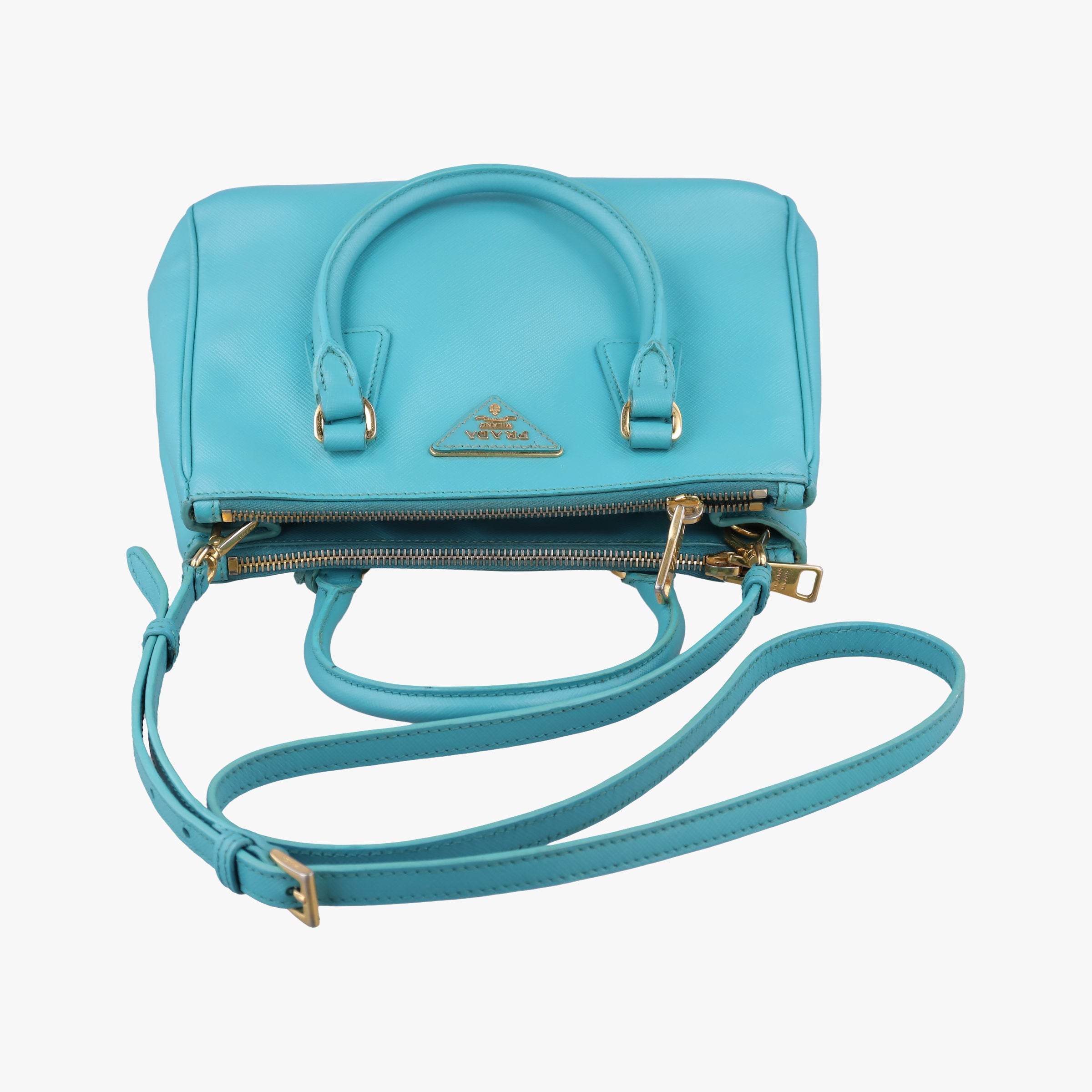 Vintage Prada Galleria Blue SAFFIANO Leather BN1801 shoulderbag | stylenewstar