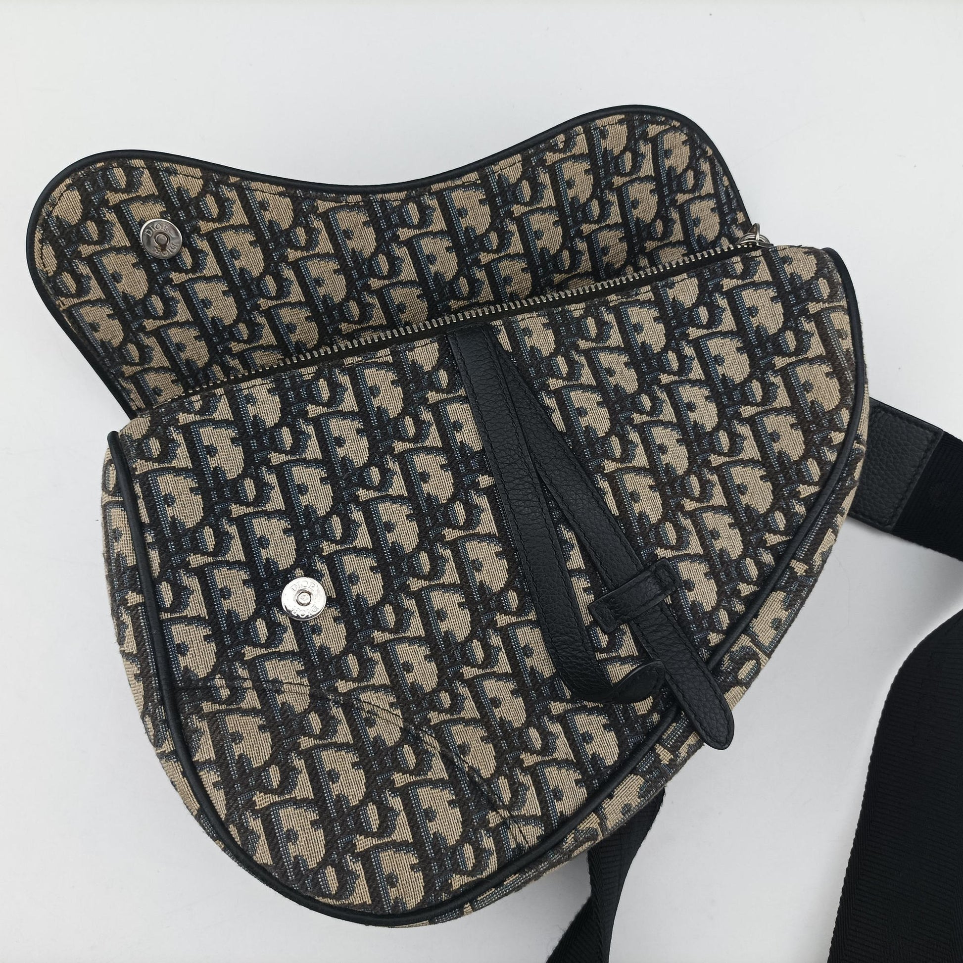 Saddlebags Gray×Navy×Black Jacquard×Leather 16-BO-1222 IC Chipサドルバッグ グレー×ネイビー×ブラック ジャガード×レザー 16-BO-1222 ICチップ