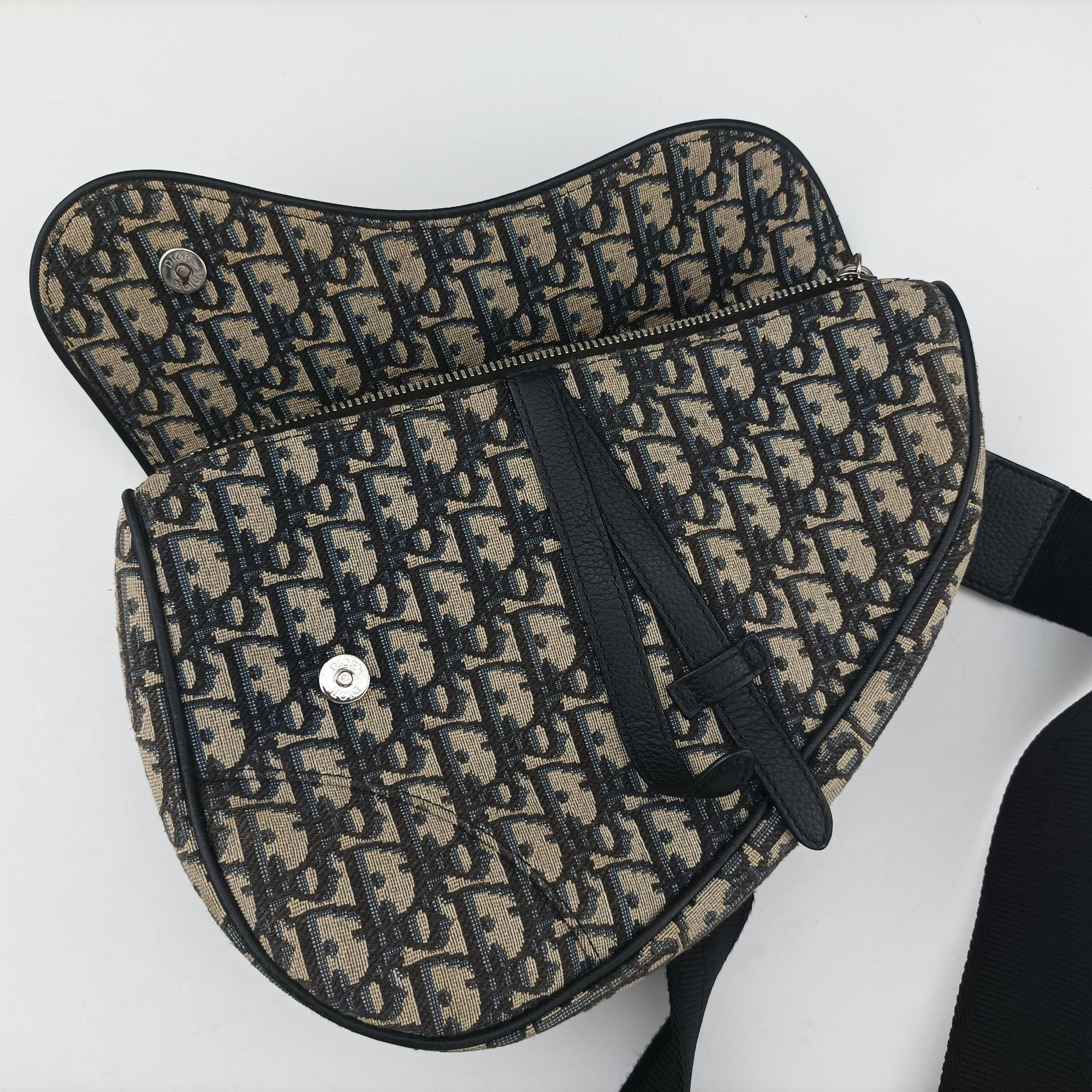 Saddlebags Gray×Navy×Black Jacquard×Leather 16-BO-1222 IC Chipサドルバッグ グレー×ネイビー×ブラック ジャガード×レザー 16-BO-1222 ICチップ