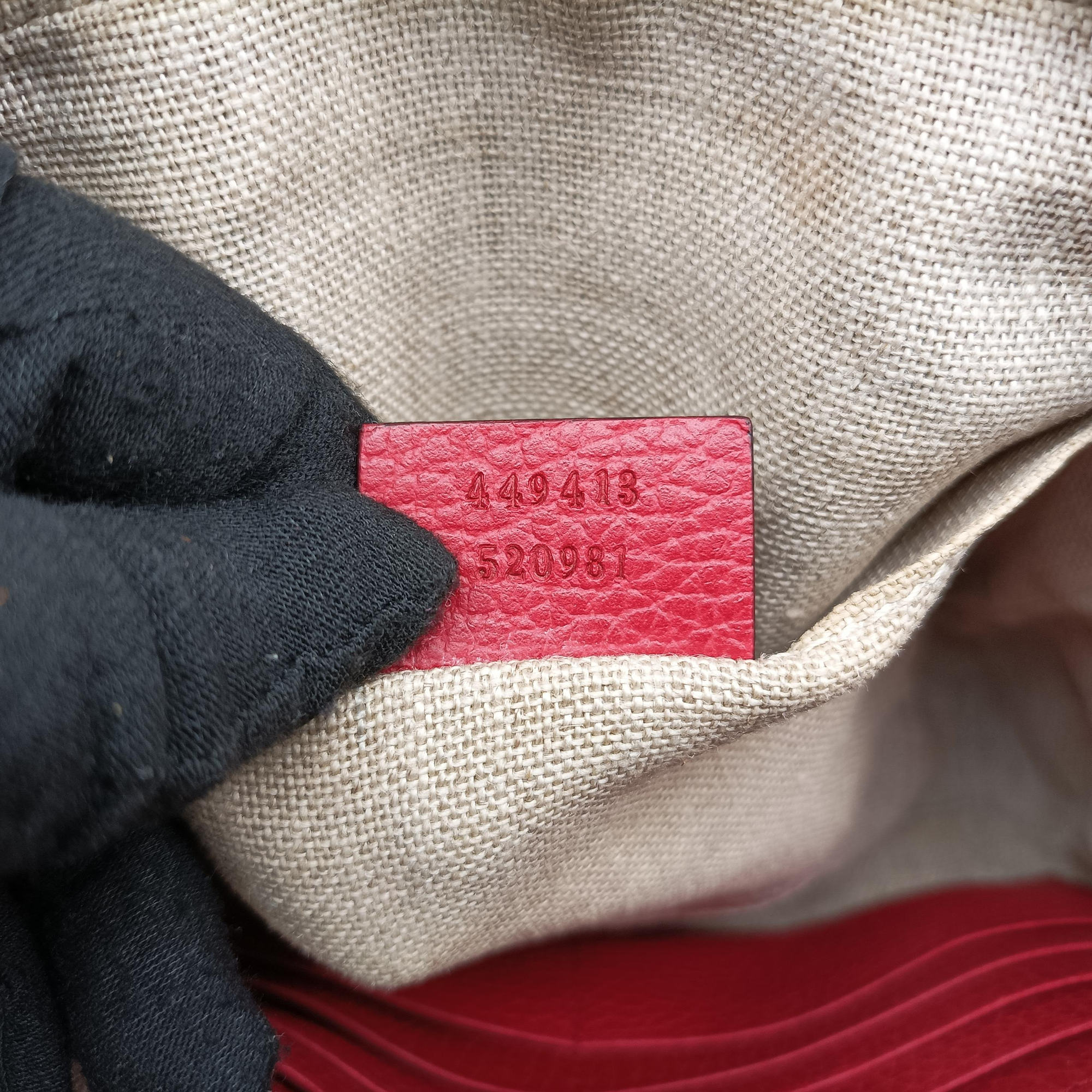 Bree Microguccissima Beige x red Canvas×Leather 449413 A020853832ブリー マイクログッチシマ ベージュ×レッド キャンバス×レザー 449413 A020853832