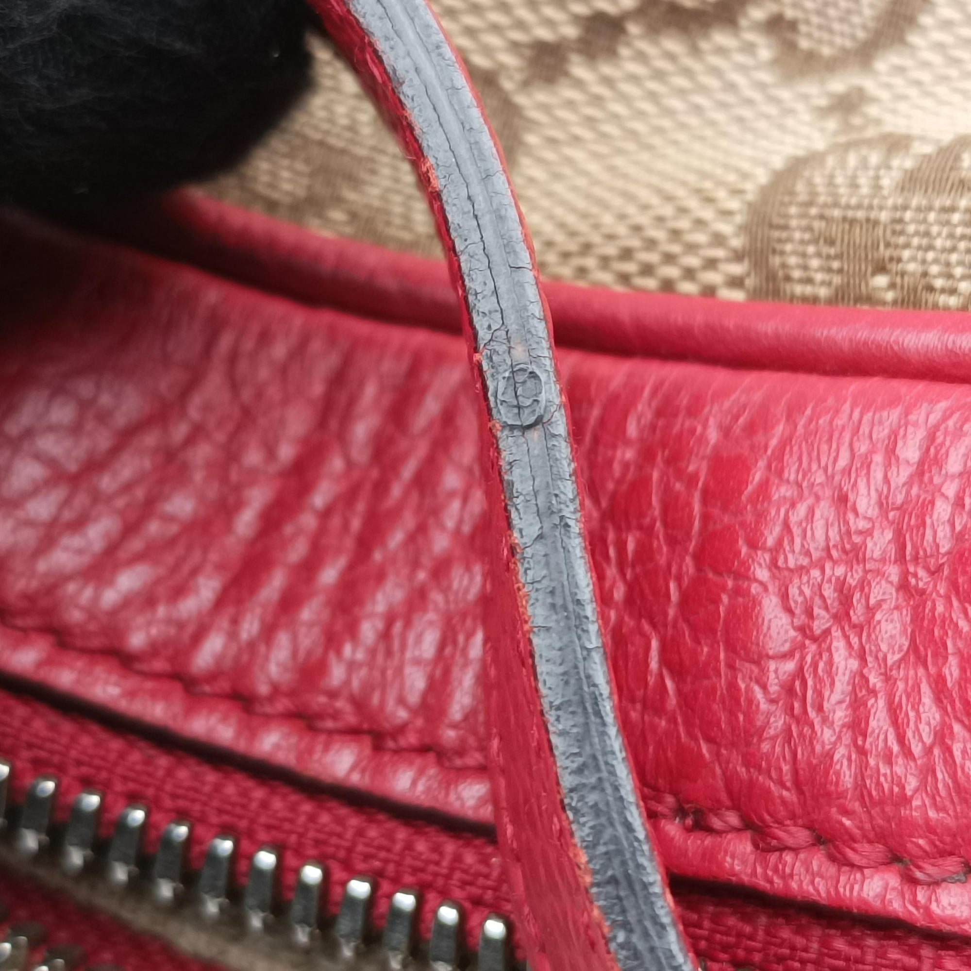 Bree Microguccissima Beige x red Canvas×Leather 449413 A020853832ブリー マイクログッチシマ ベージュ×レッド キャンバス×レザー 449413 A020853832