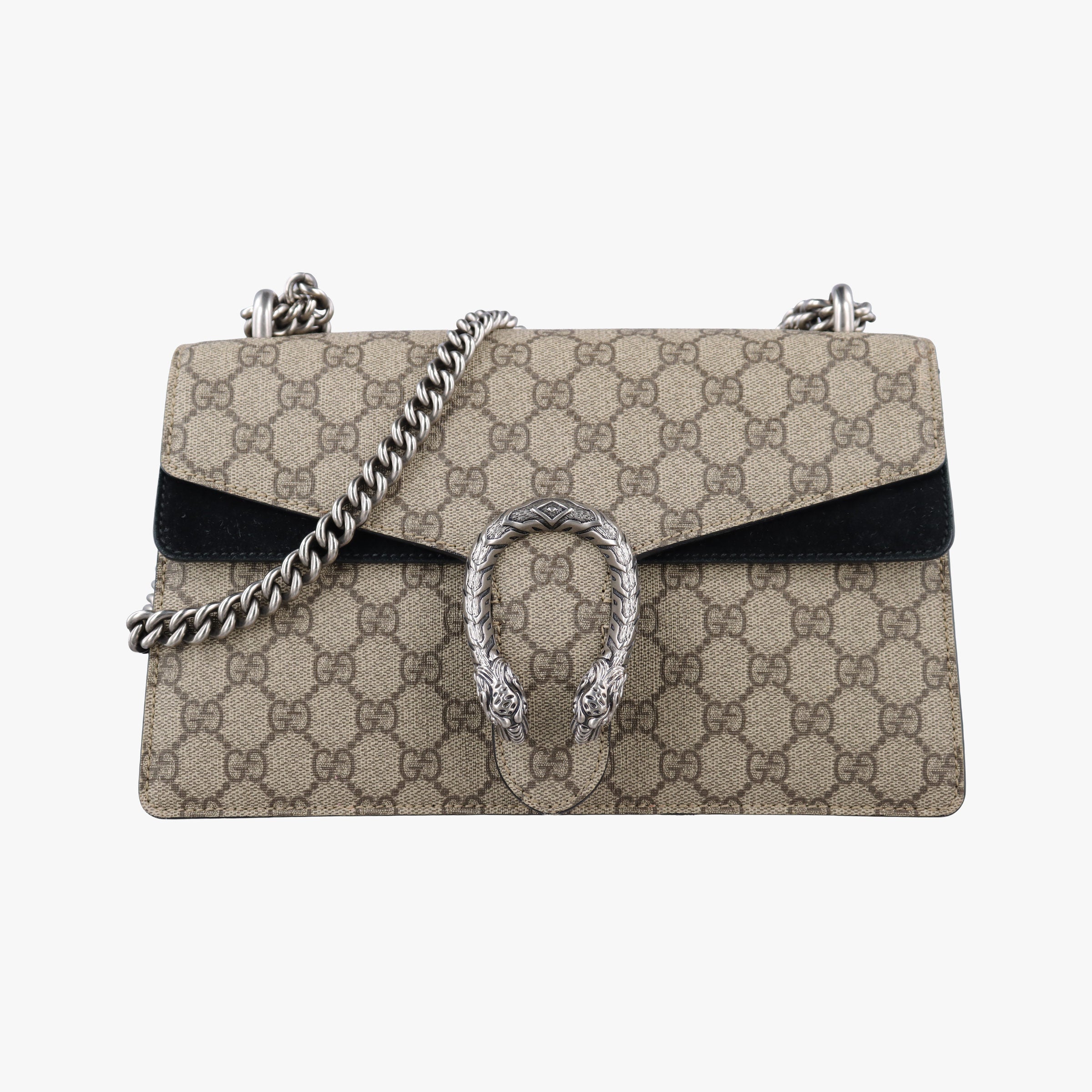 Pre-owned Gucci Dionysus beige×black PVC coated canvas x Suede 400249 shoulderbag | stylenewstar