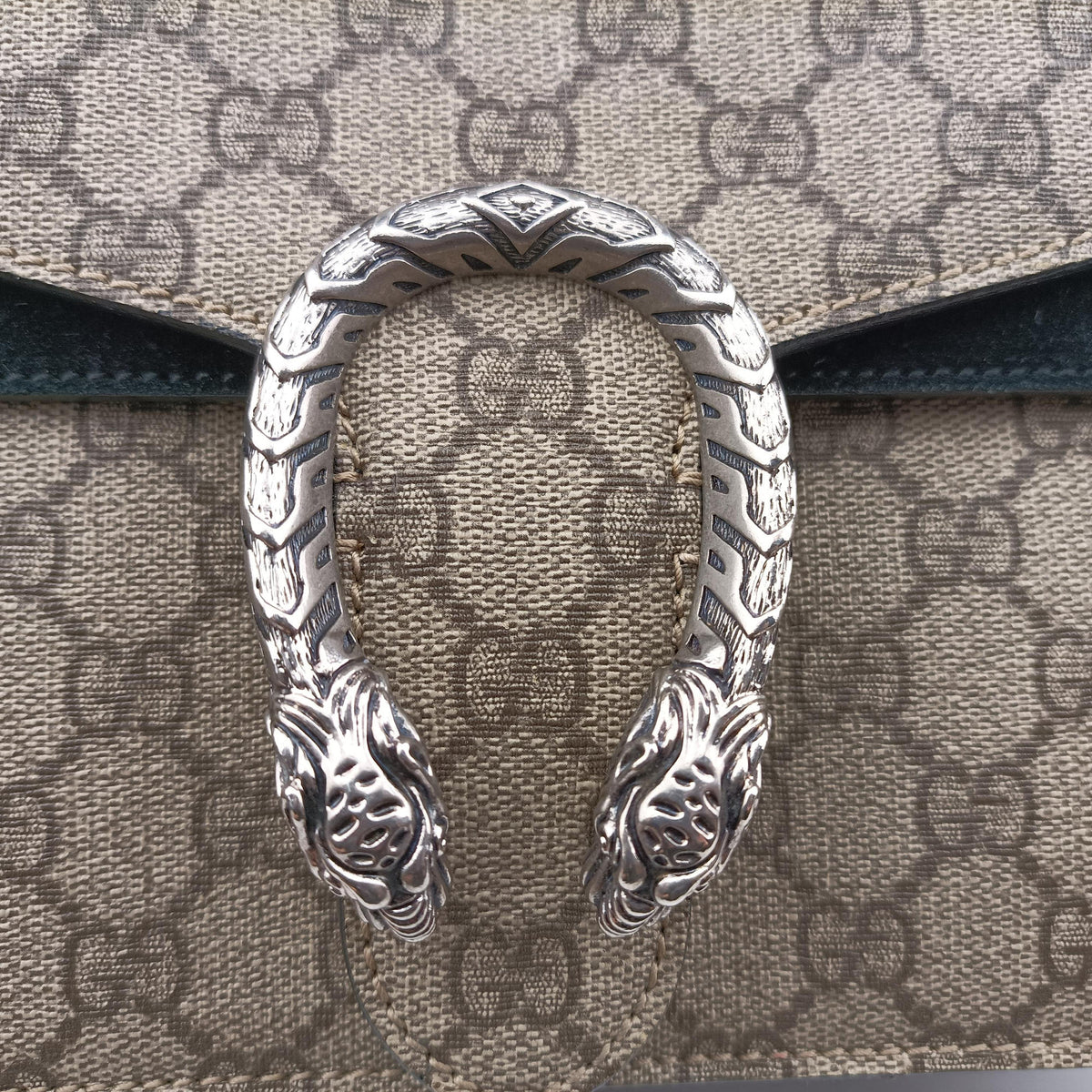 Pre-owned Gucci Dionysus beige×black PVC coated canvas x Suede 400249 shoulderbag | stylenewstar