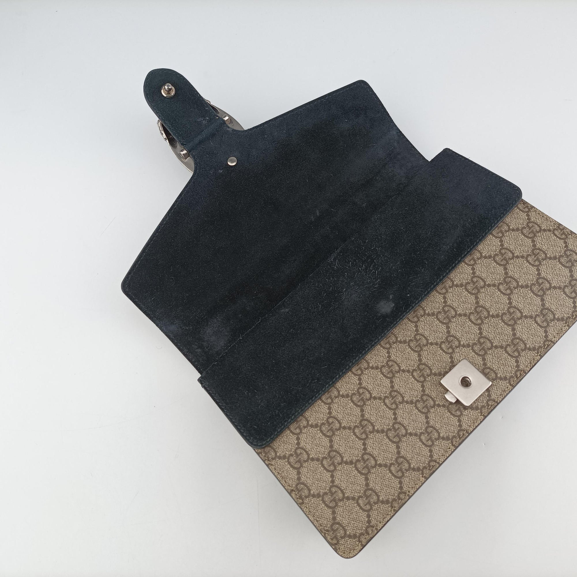 Pre-owned Gucci Dionysus beige×black PVC coated canvas x Suede 400249 shoulderbag | stylenewstar