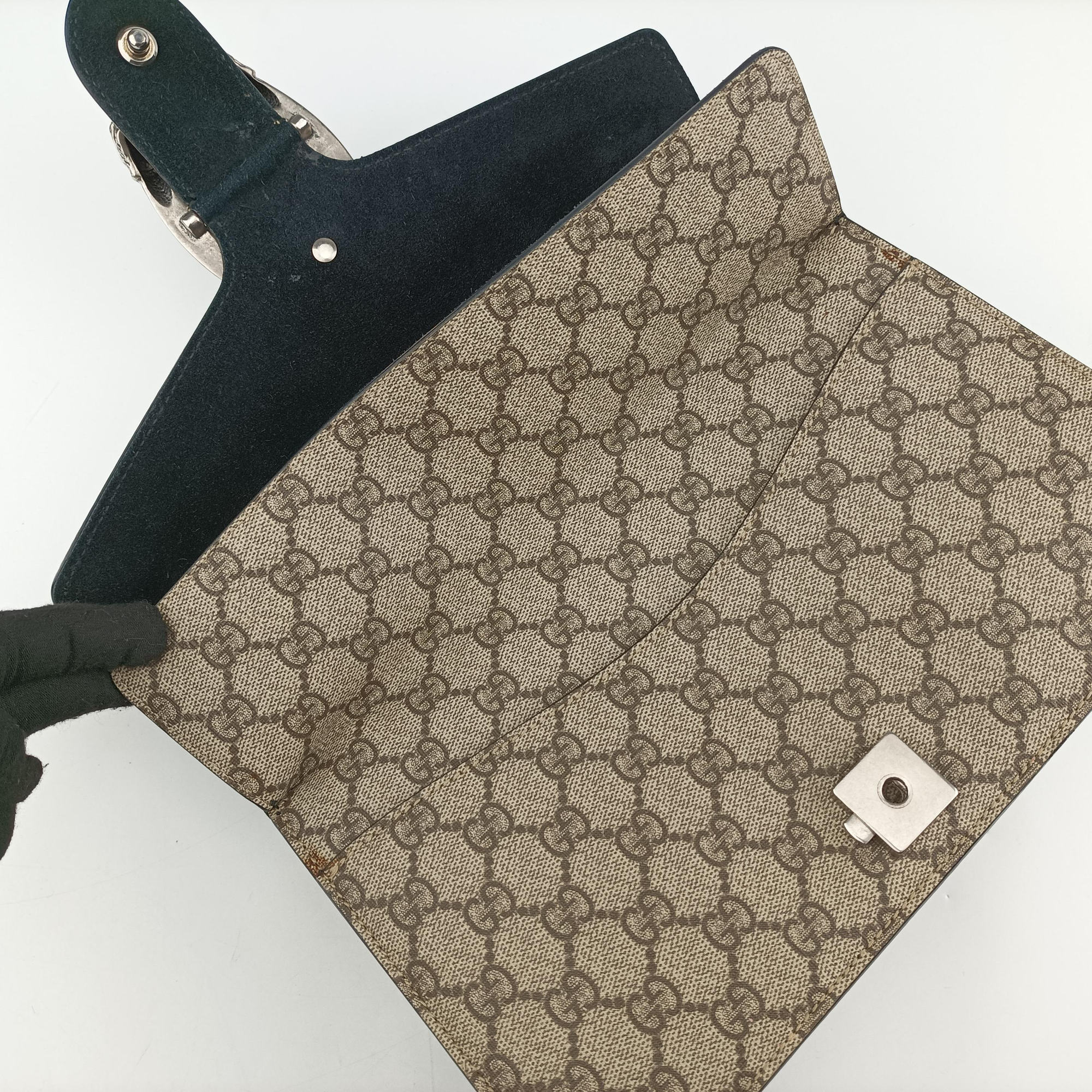 Pre-owned Gucci Dionysus beige×black PVC coated canvas x Suede 400249 shoulderbag | stylenewstar