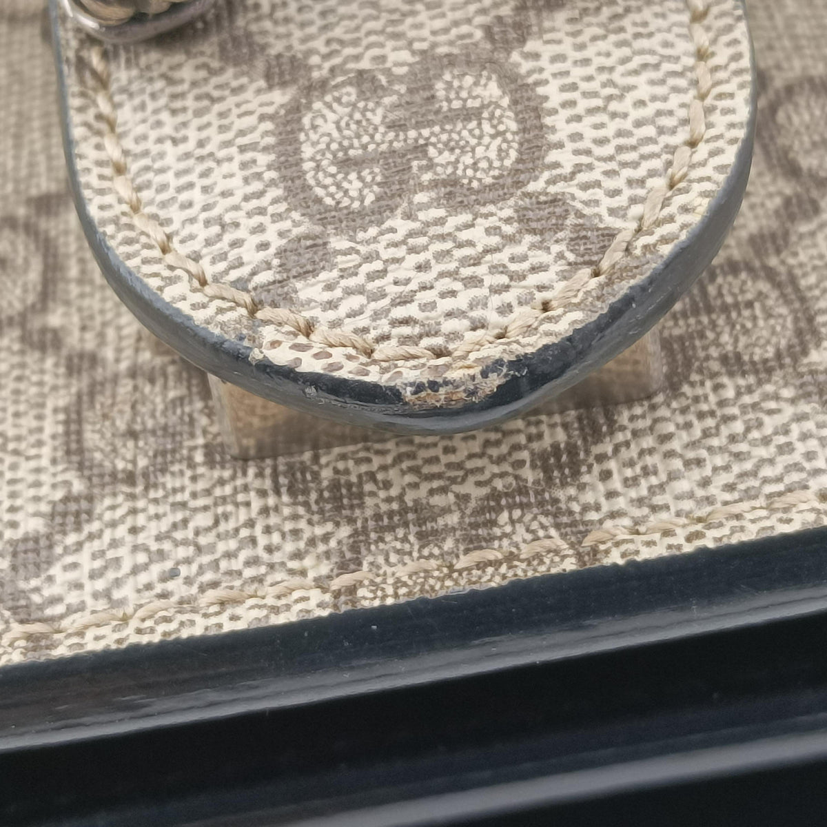 Pre-owned Gucci Dionysus beige×black PVC coated canvas x Suede 400249 shoulderbag | stylenewstar
