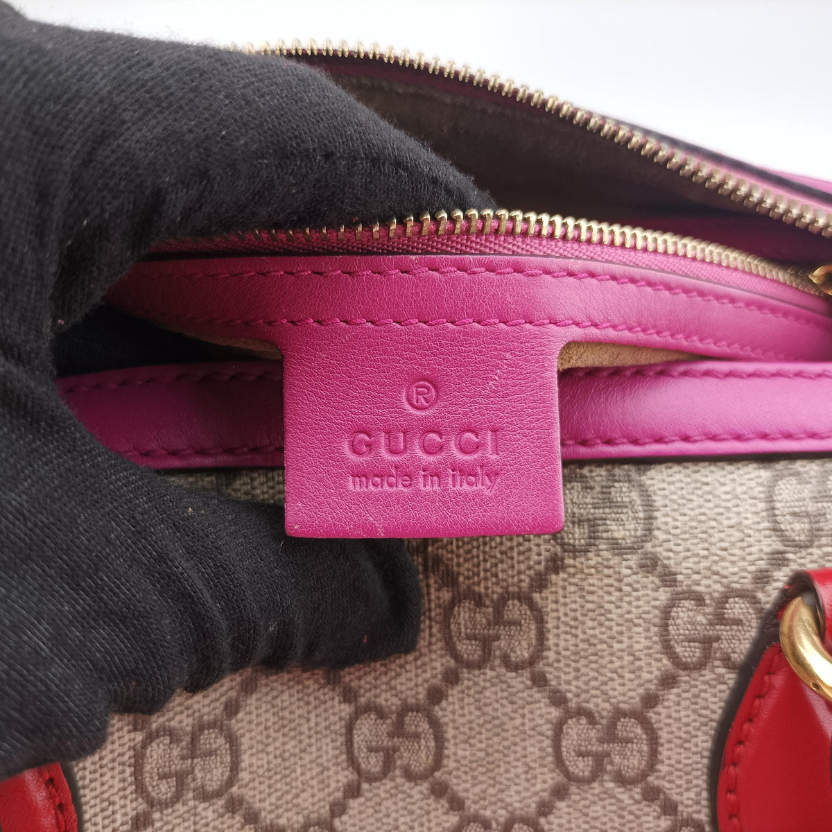 GG SUPREME beige×red×pink PVC coated canvas×Leather 409529 H019476076GGスプリーム ベージュ×レッド×ピンク PVCコーティングキャンバス×レザー 409529 H019476076