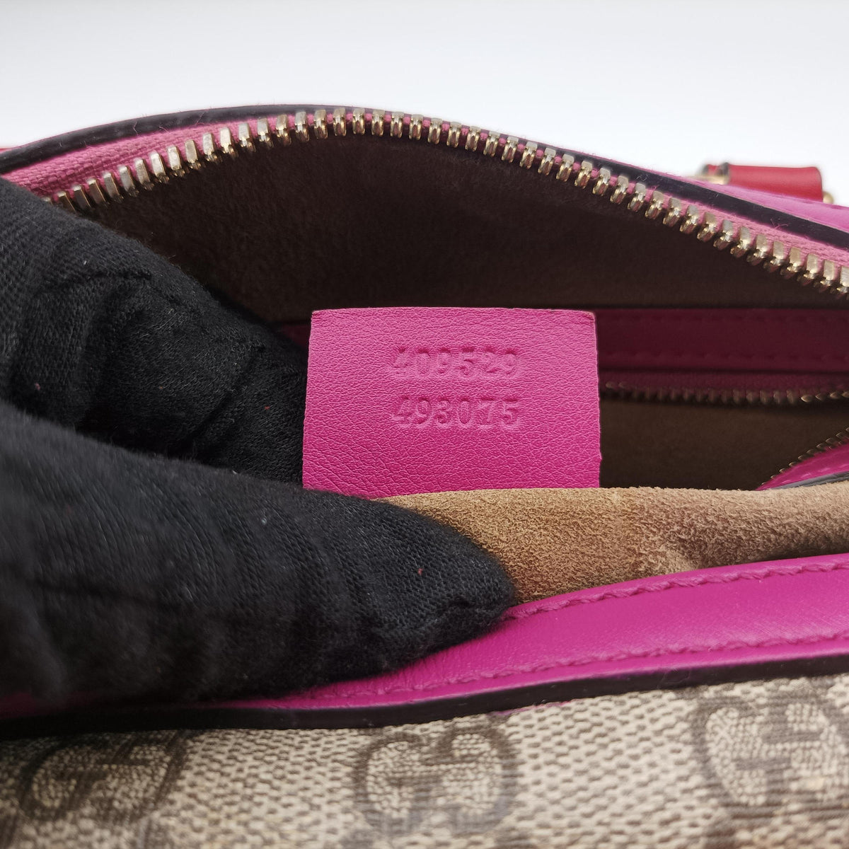 GG SUPREME beige×red×pink PVC coated canvas×Leather 409529 H019476076GGスプリーム ベージュ×レッド×ピンク PVCコーティングキャンバス×レザー 409529 H019476076