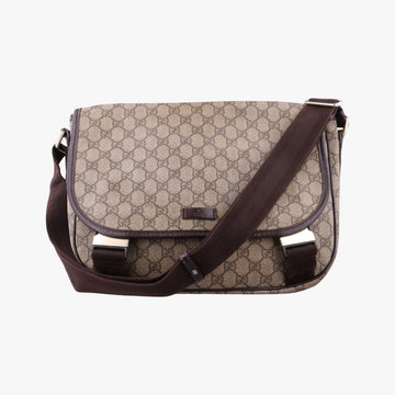 Secondhand Gucci GG Plus Messenger Brown PVC coated canvas×Leather 201732 shoulderbag | stylenewstar