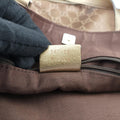 Pre-owned Gucci Abbey line Brown × Gold Leather×canvas 141472 shoulderbag | stylenewstar
