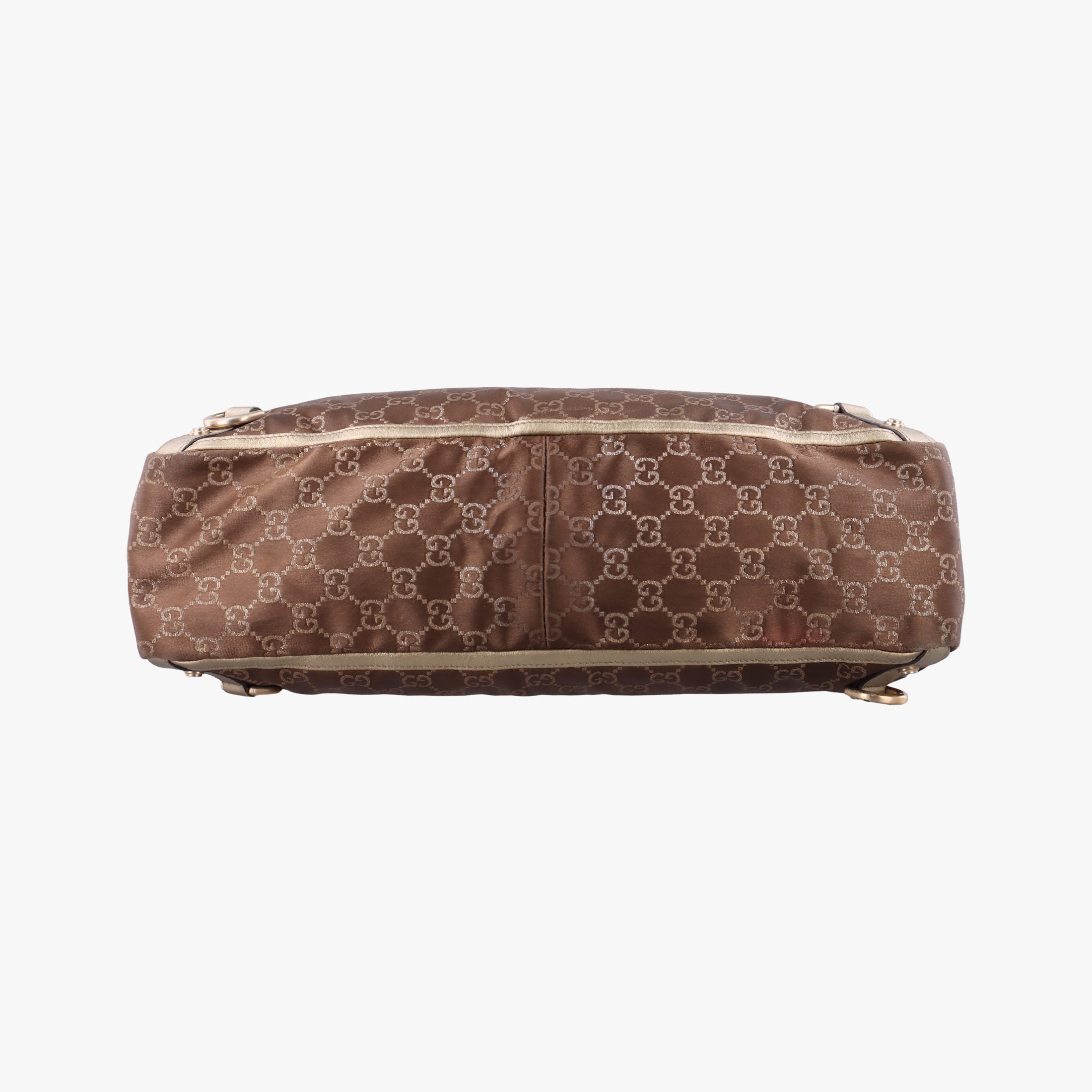 Pre-owned Gucci Abbey line Brown × Gold Leather×canvas 141472 shoulderbag | stylenewstar