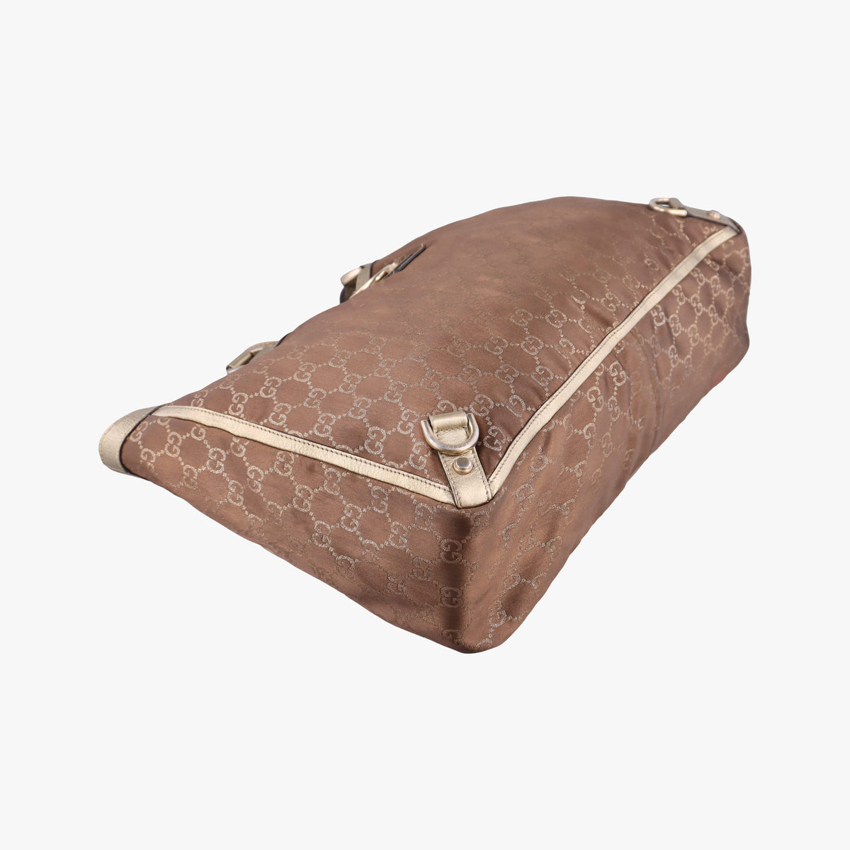 Pre-owned Gucci Abbey line Brown × Gold Leather×canvas 141472 shoulderbag | stylenewstar