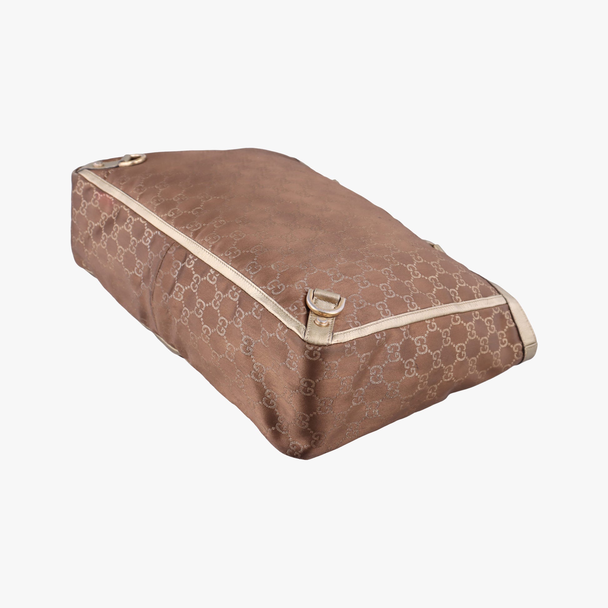 Pre-owned Gucci Abbey line Brown × Gold Leather×canvas 141472 shoulderbag | stylenewstar